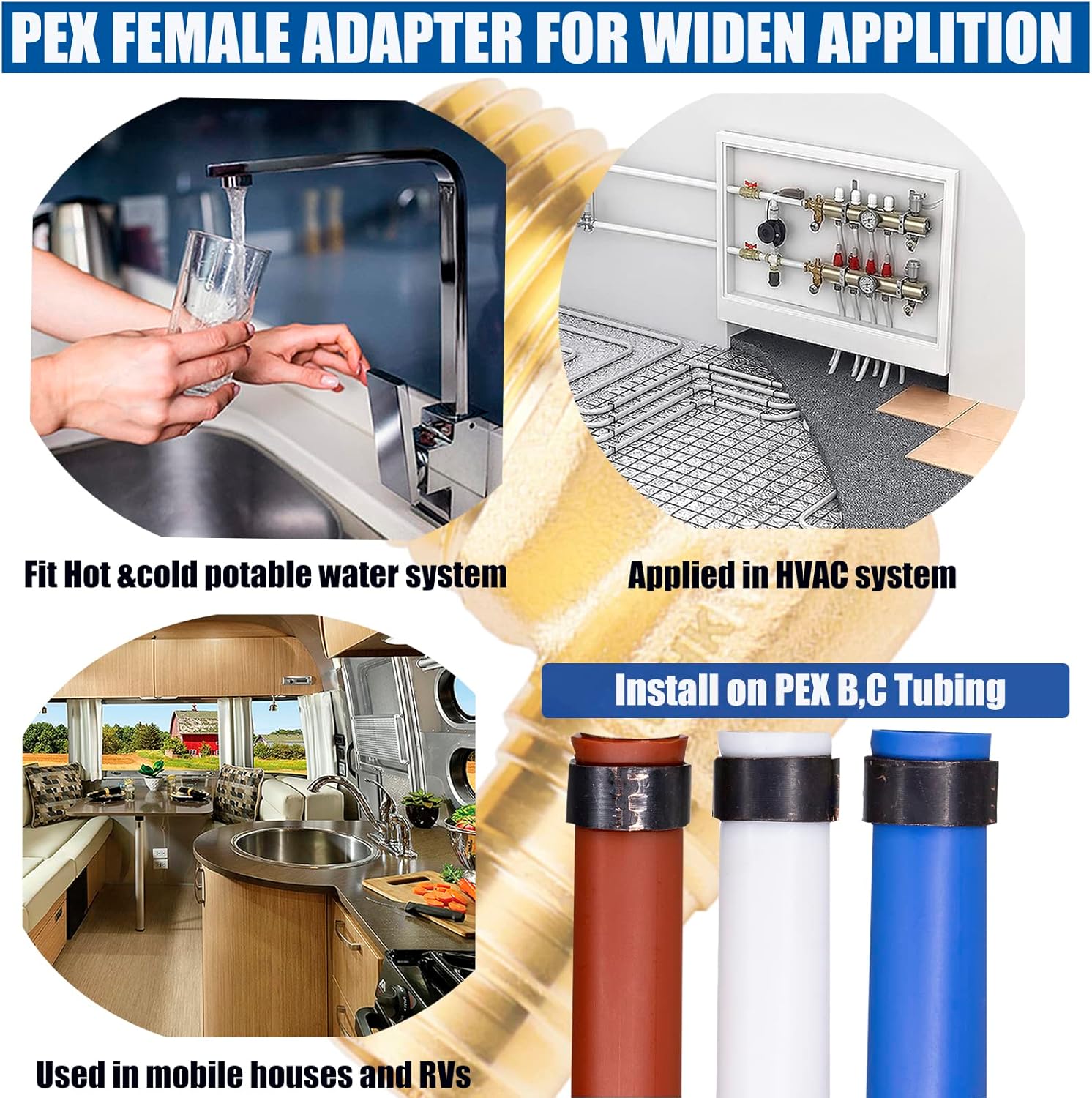 WHK 12 Pack 1/2 Inch PEX Elbow Adapter Fittings 1/2" Pex to Male NPT Threaded Crimp 90 Degree Male Pipe Fittings to Connect Pex B Pipe (Lead-Free Brass)