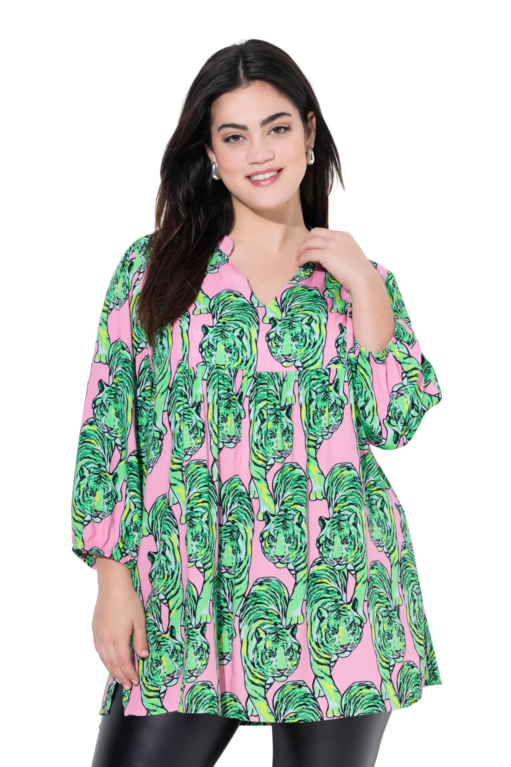 Angel of Style Damen große Größen Übergrößen Plus Size Bluse, A-Linie, Leoparden-Muster 842184