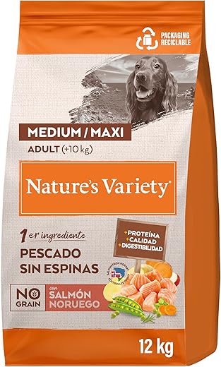 Nature’s Variety – Pienso para perros adultos medianos y grandes Nature’s Variety No Grain salmón. 12 Kg