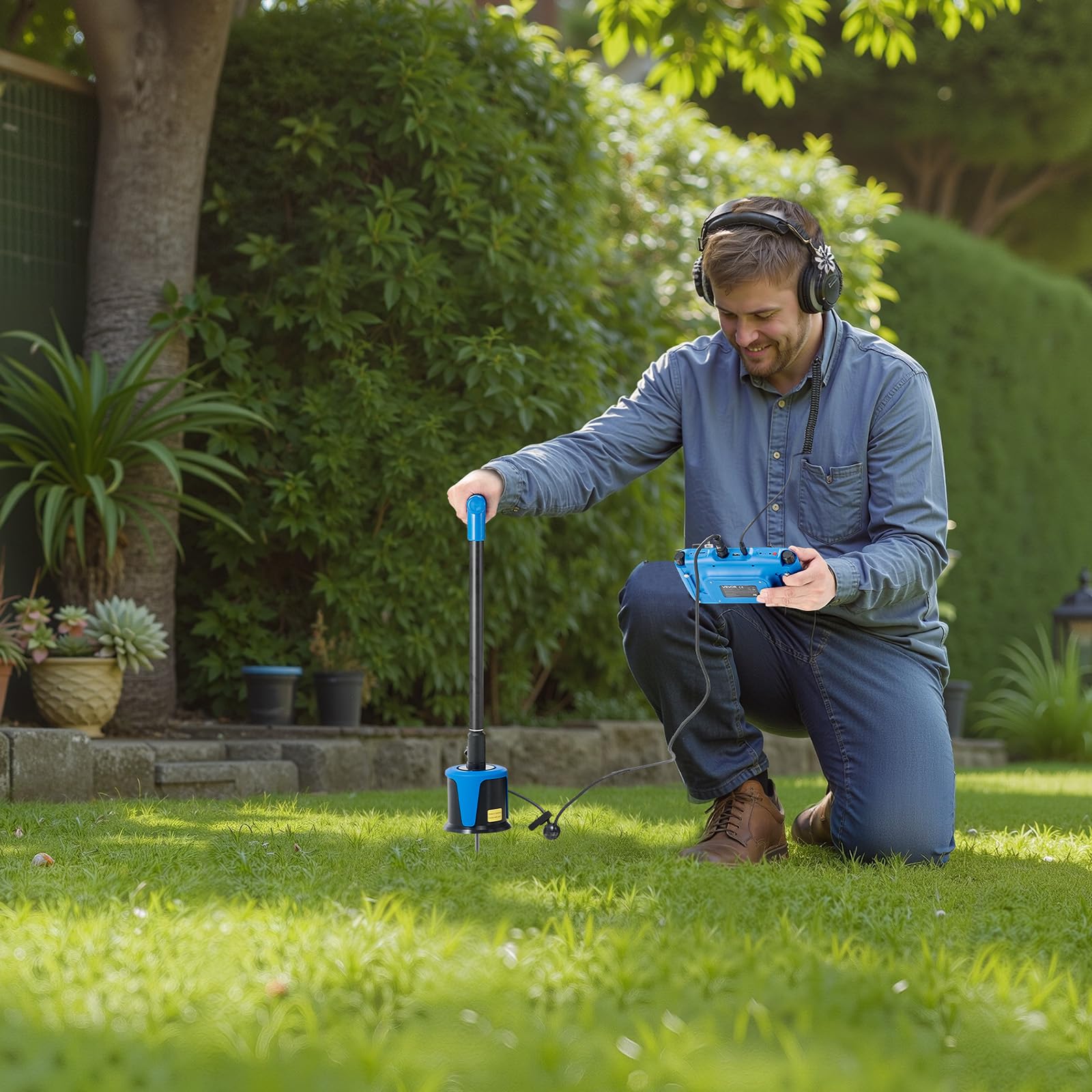 VEVOR Détecteur de Fuite d'eau Canalisations Profondeur 0,5-5 m, 1-10000 Hz, Écran Tactile LCD, avec 4 Capteurs, 3 Sondes d'Écoute, Casque, Carte SD 8 Go, Étui Transport, pour Plomberie Souterraine