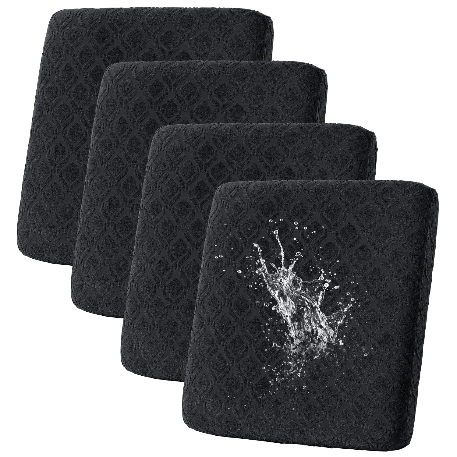 SHANNA Sofa Seat Cushion Slipcovers: 4Pcs Modern Printed Couch Cushion Cover Waterproof Patio Cushions Latest Couch Cushion Slipcovers,for Sofa Pets (Black)