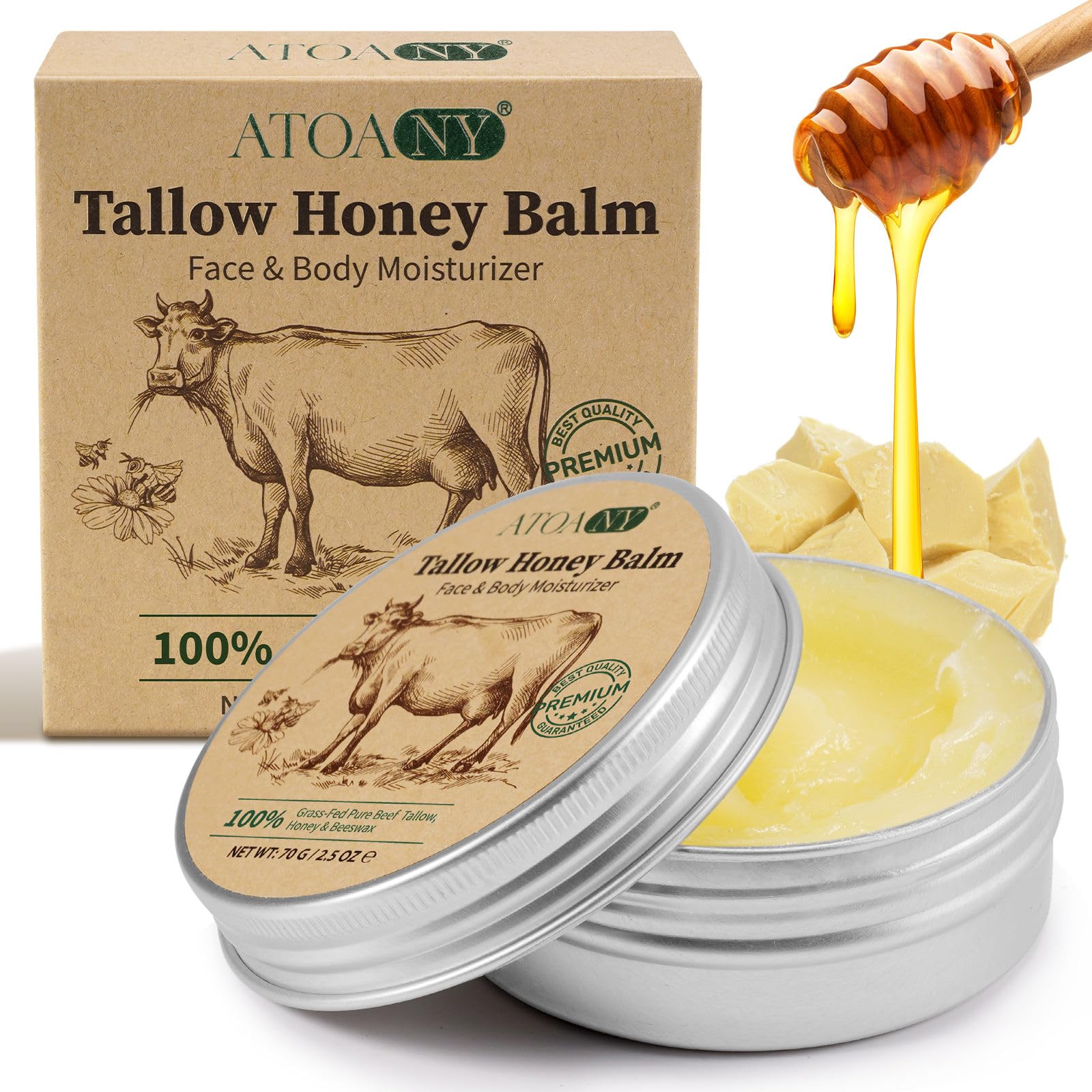 Organic Tallow Honey Balm 70gm I Skin Nourishing I Face and Body Moisturizer-image-31
