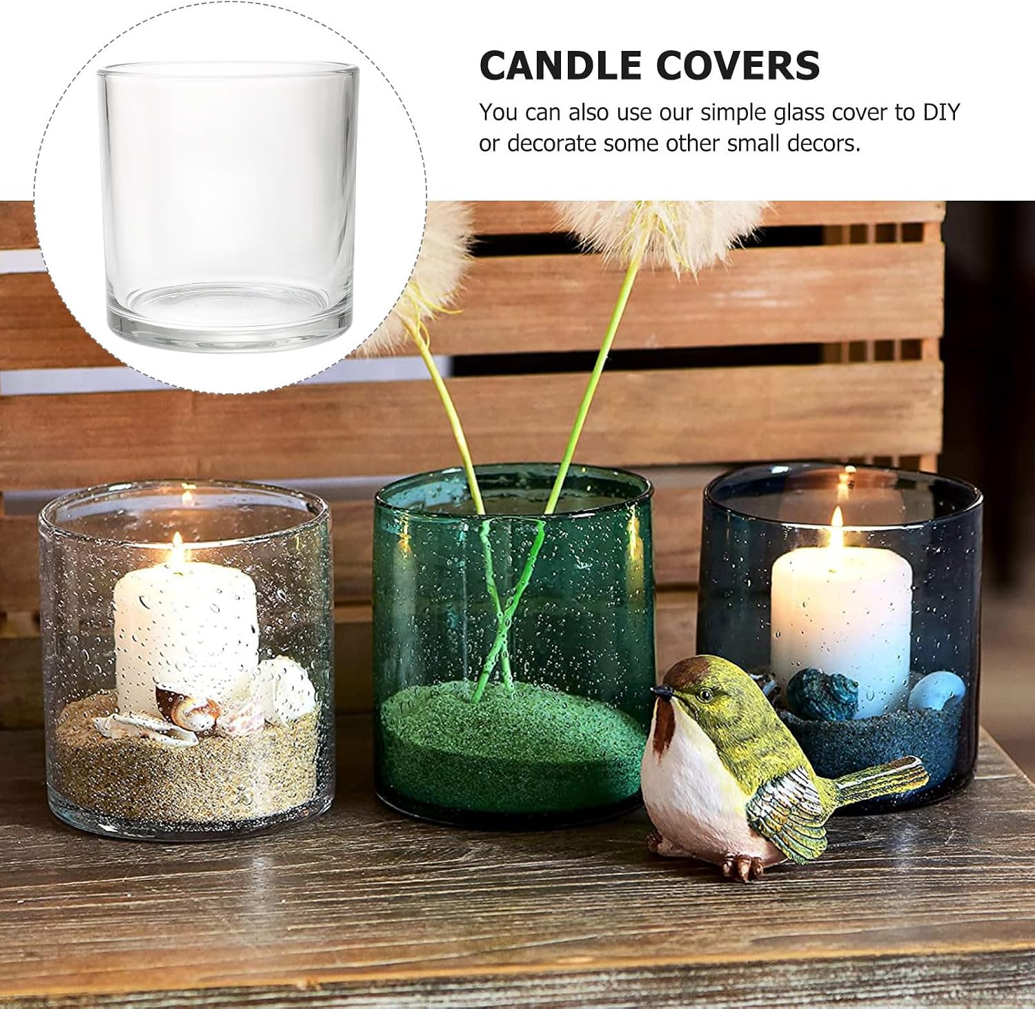 Glass Candle Cover Hurricane Holder Wind Proof Decorative Shade | DIY Decoration, Protective Cover, Not Easy to Break or Deform