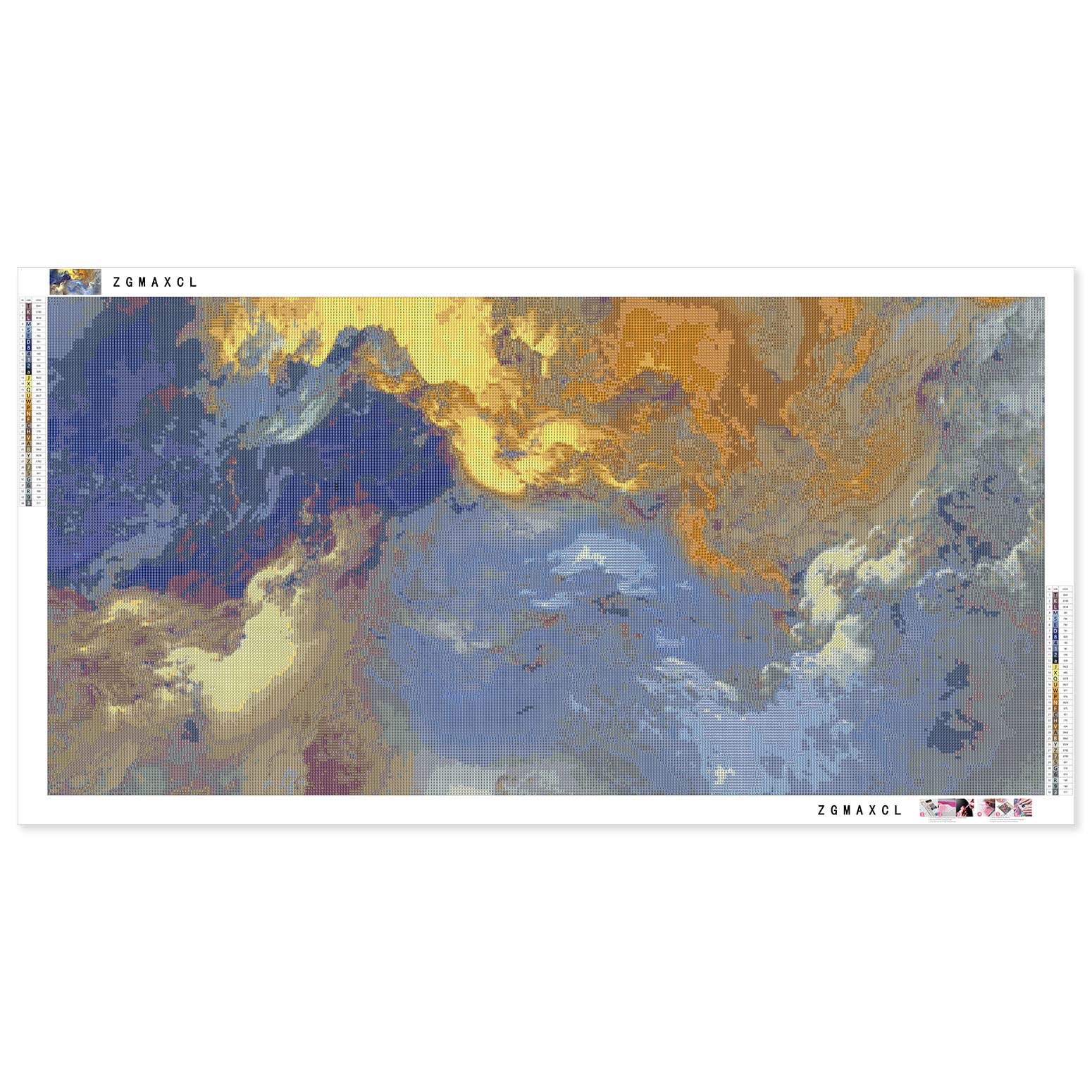 Kit Diamond Painting 5D ZGmaxCL 90x40cm | Astratto Colorato Con Diamanti Rotondi 26 Facce | Tela Completa Con +30% Perline