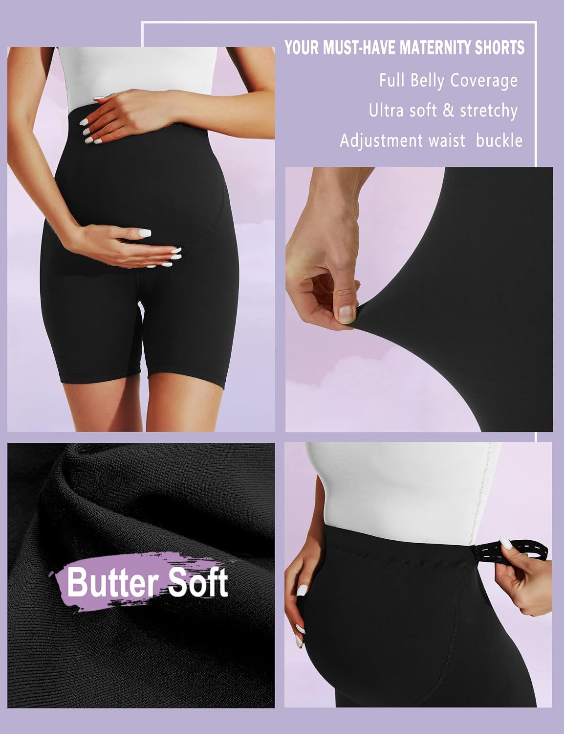 BONVIGOR Buttercloud Maternity Shorts Over The Belly - 5"/8" Biker Shorts for Pregnancy Workout Yoga Athletic Casual Lounge
