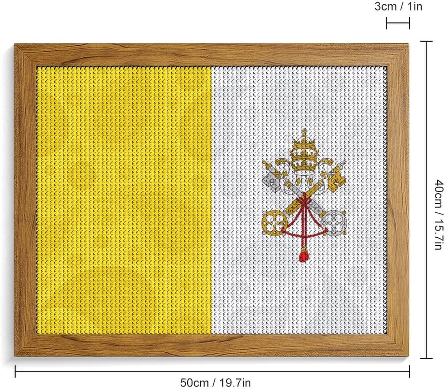 Vatican City Flag Paisley Printed Diamond 5D Painting Kit 16x20in DIY Full Drill Craft with Tools for Home Wall Decor Gift Yellow Wood 50 * 40cm