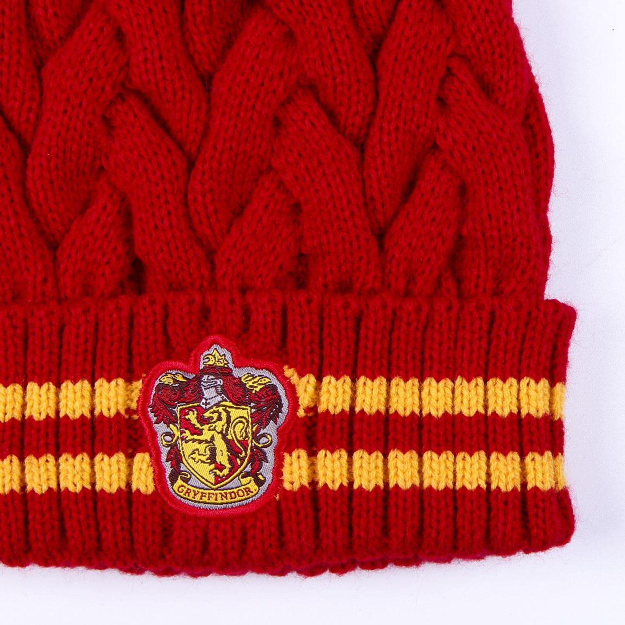 Harry Potter Pompon czapka dzianinowa Gryffindor czerwona, GRYFFINDOR - czerwony, jeden rozmiar