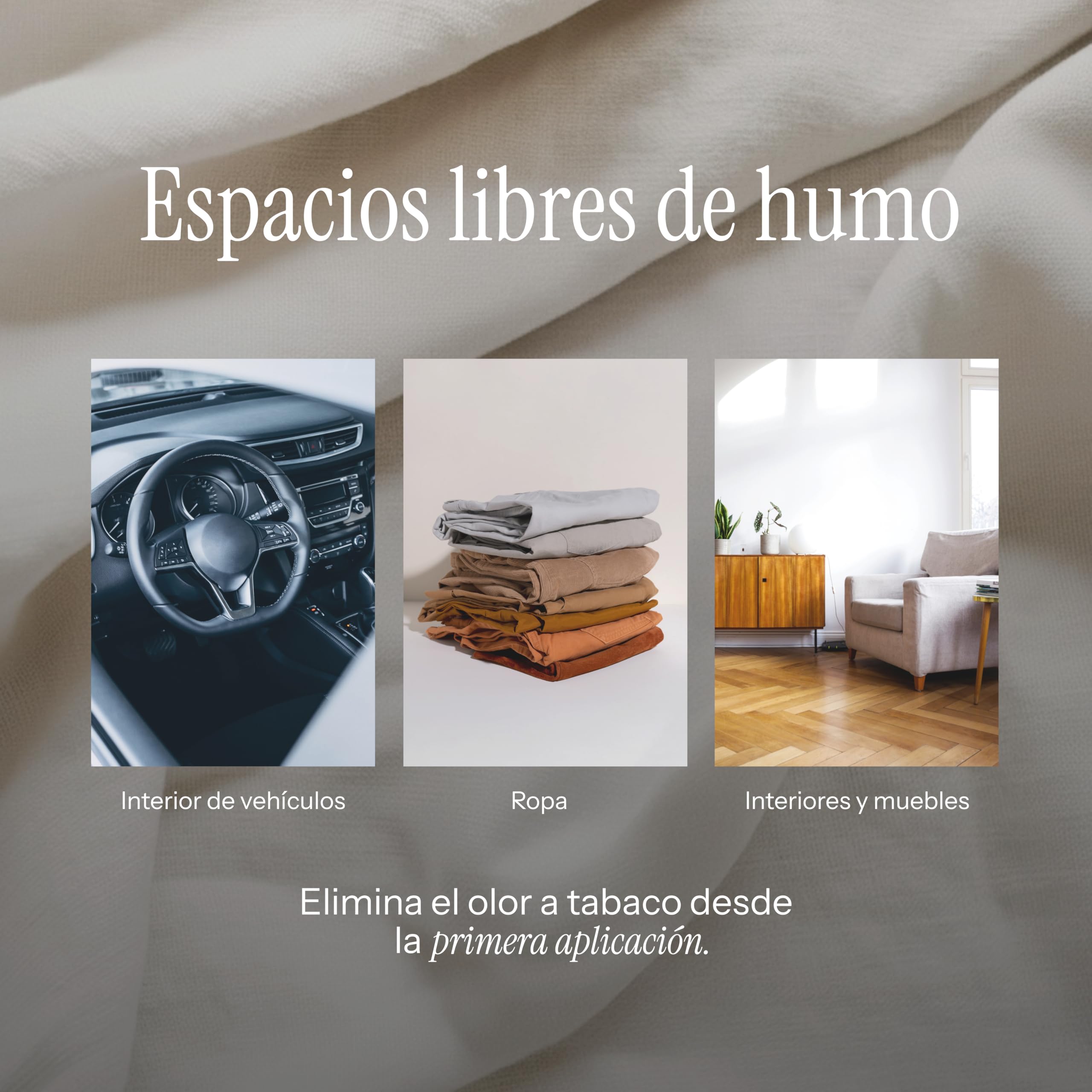 EOS - Eliminador de olores en spray, potente neutralizador de olores especializado para quitar malos olores en tejidos. Ambientador potente ideal para el hogar, muebles, bares, restaurante, coches