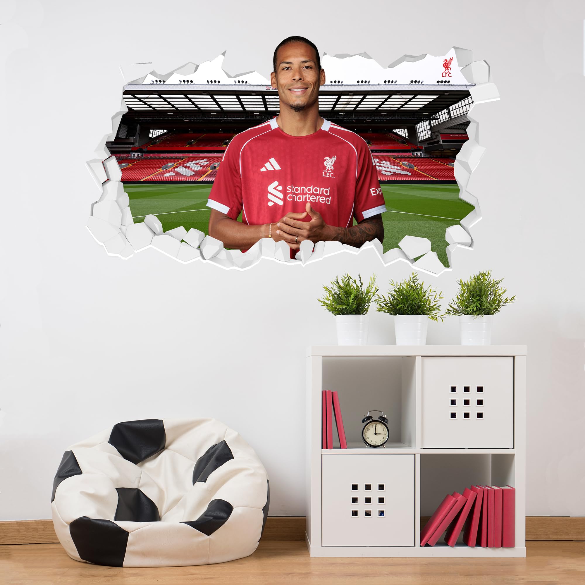 Themed Liverpool Wall Sticker - Virgil van Dijk 25/26 Broken Wall (60cm width x 35cm height)