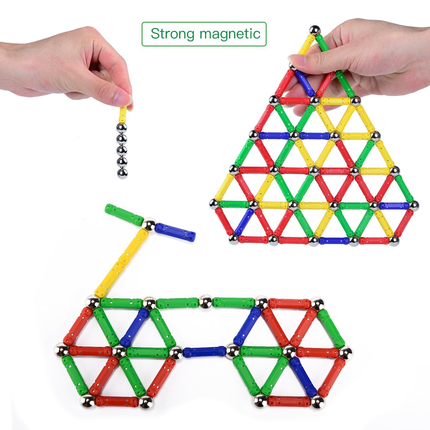 Costruzioni Magnetiche per Bambini, Bastoncini Magnetici 144 PCS Giocattoli Magnetici Set di Bastoncini Magnetici Giocattoli Educativi per Bambini (Colore Casuale)