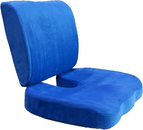 Juego de 2 Cojín de asiento ortopédico de espuma viscoelástica para alivio del dolor de ciática y alivio del dolor de espalda baja (azul)