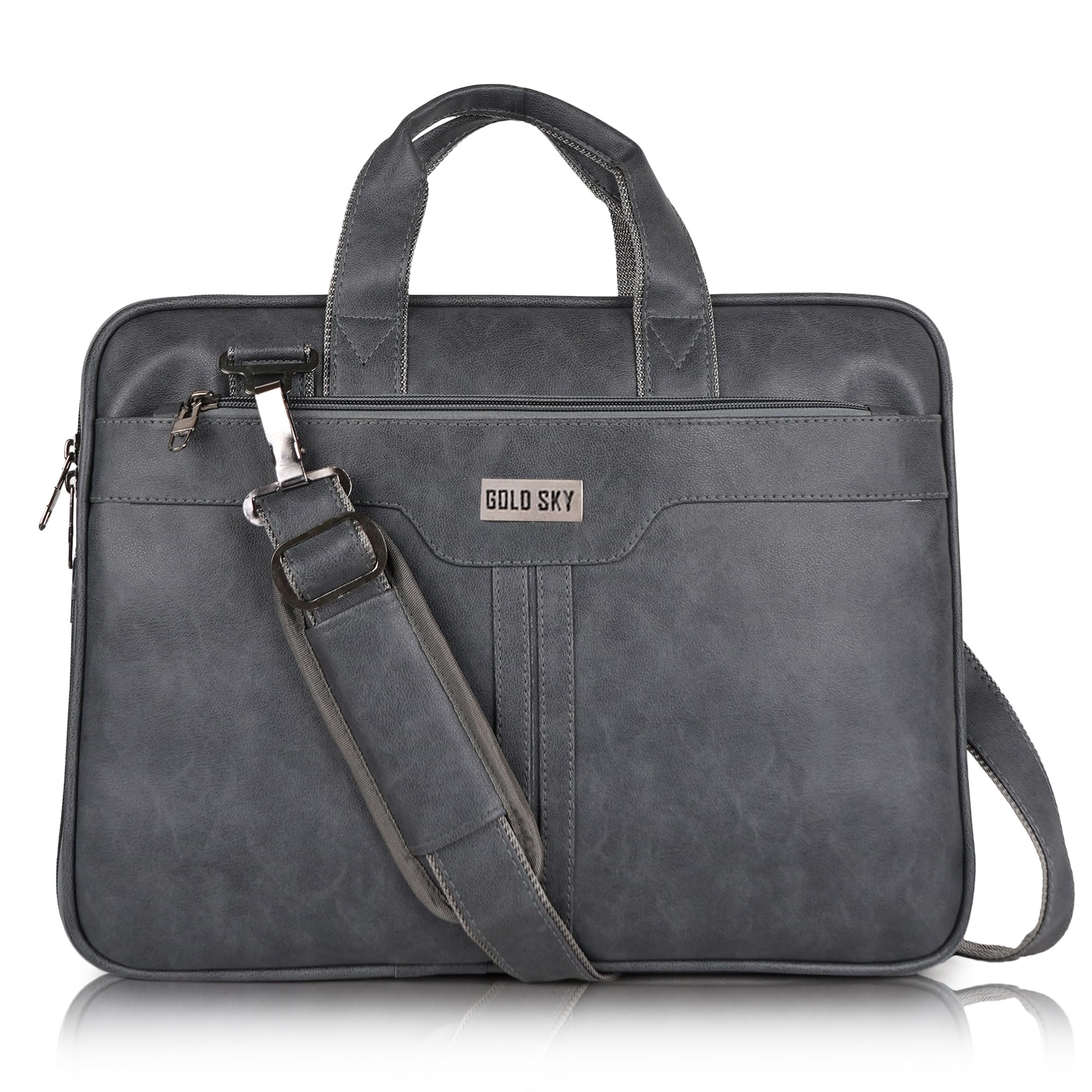 gold sky Vegan Leather Laptop Messenger Bag for Men, Expandable Office Bag for Men | Supports Laptop Upto 15.6 inches-picture-26