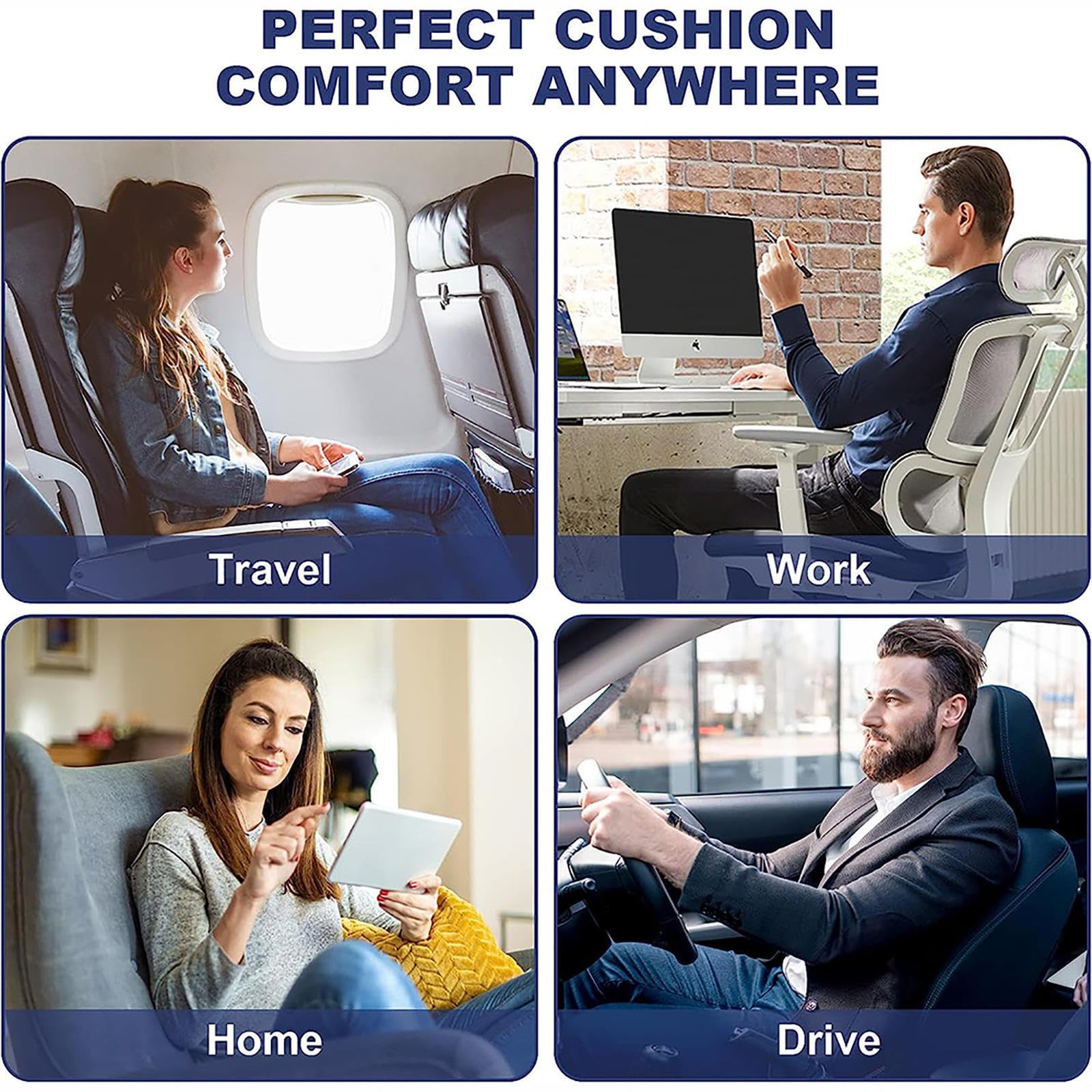 Cuscino per emorroidi, Cuscino per Sedile antidecubito in Memory Foam di Alta qualità, Lavabile, Cuscino per Sedia a rotelle per Ufficio, Auto, Sedia a rotelle, Scuola, Blu