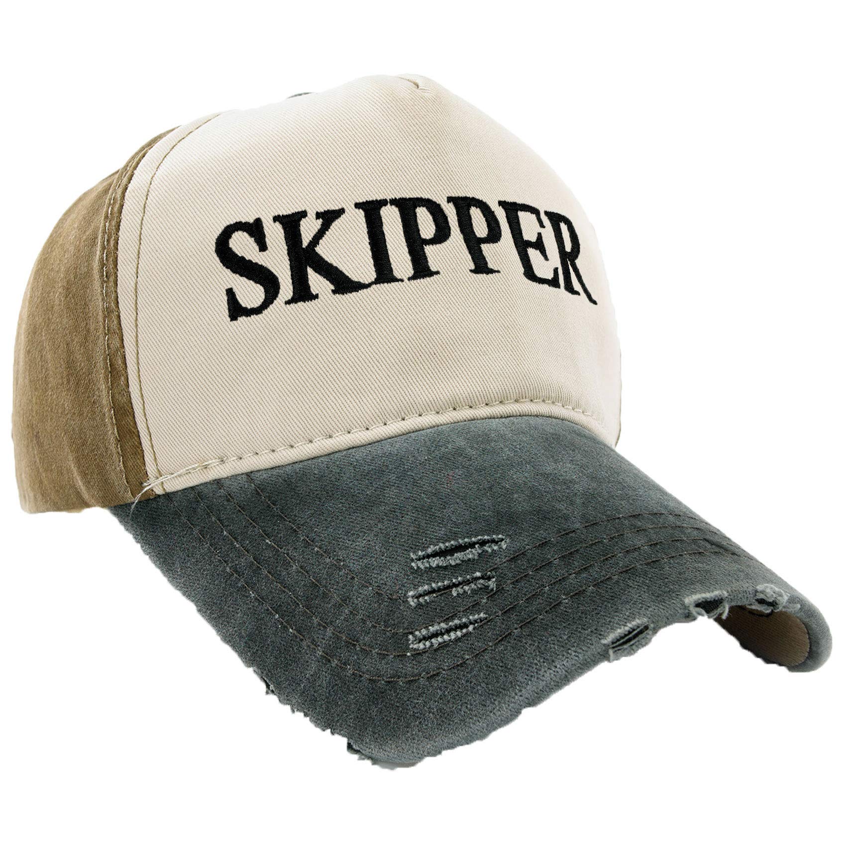 Mfaz Morefaz Ltd Unisex Skipper Graphite Peak Baseball Cap Boating Hat Captain Army Yacht Military Drunk Sailor,Mariner,Galley Slave,Old See Dog (Skipper Graphite Peak)