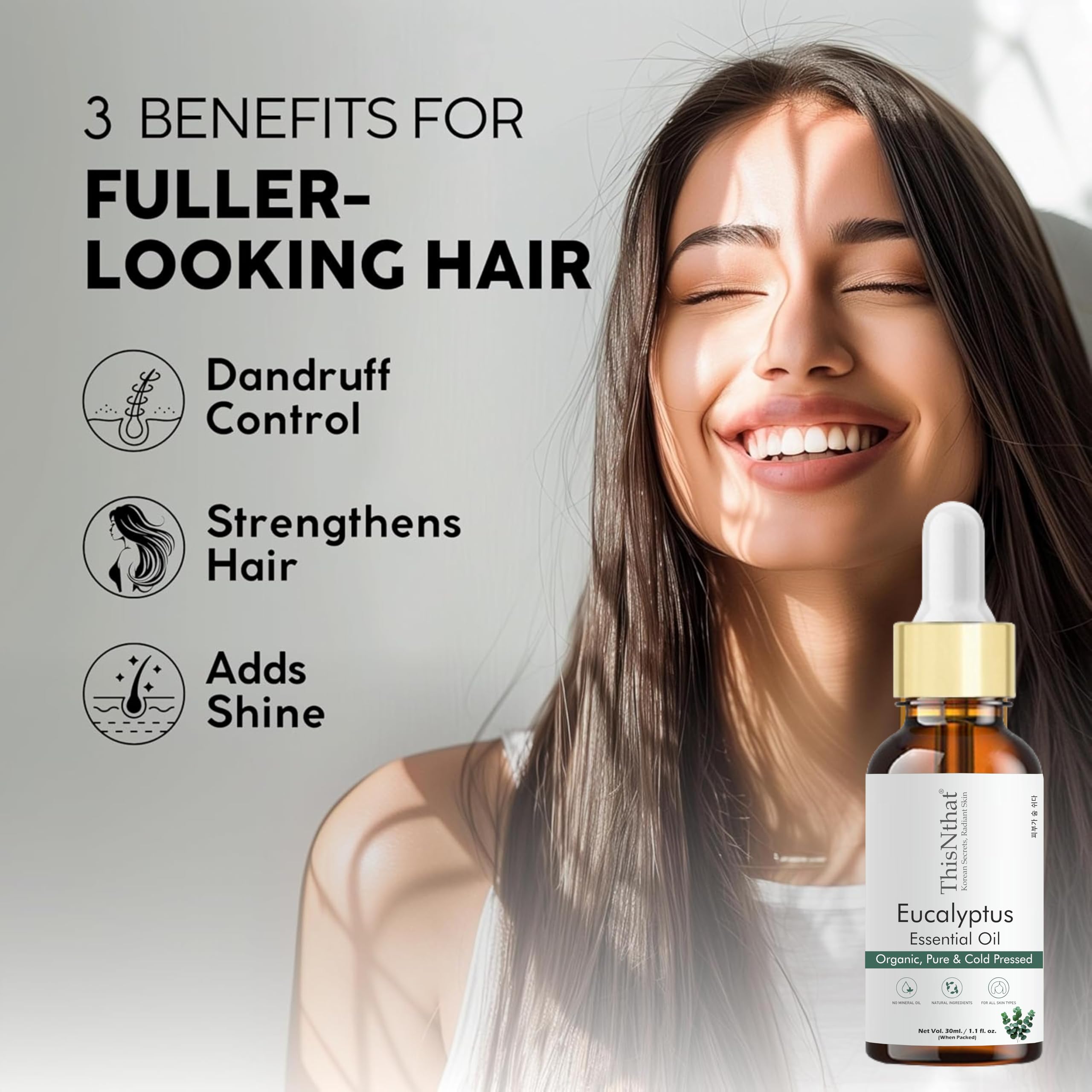 ThisNthat Eucalyptus Essential Oil (30ml) β 100% Pure & Natural | For Cold & Cough Relief, Diffuser, Steam Inhalation, Skin, Hair & Aromatherapy | Therapeutic Grade with Dropper 2