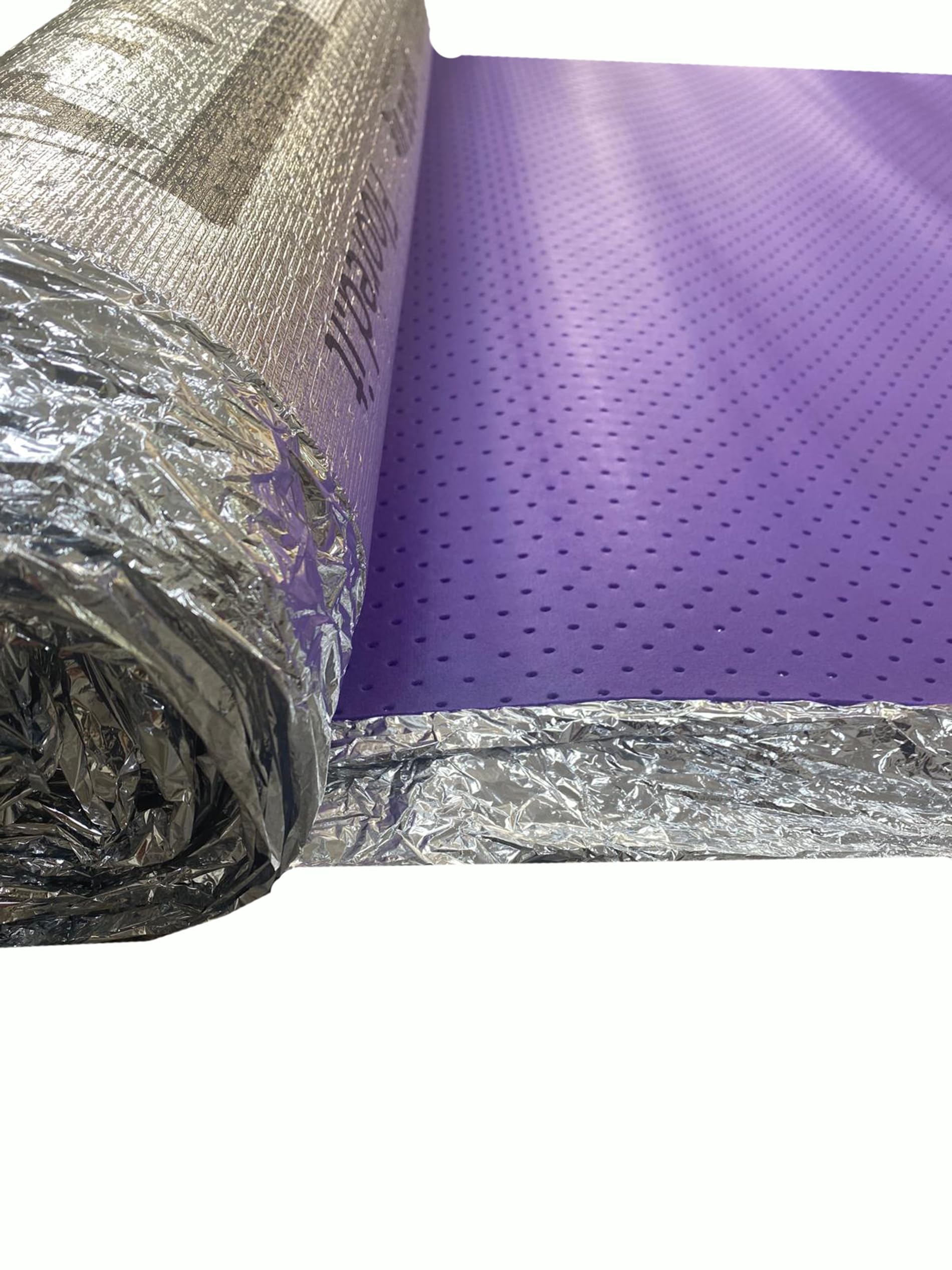 Underlay laminate Flooring 2mm Thick For Acoustic Comfort LVT Hard Wood Laminate Flooring Damp Proof Mebrane Vapour Barrier Great Sound & Heat Insulation (Purple With Silver Foil)