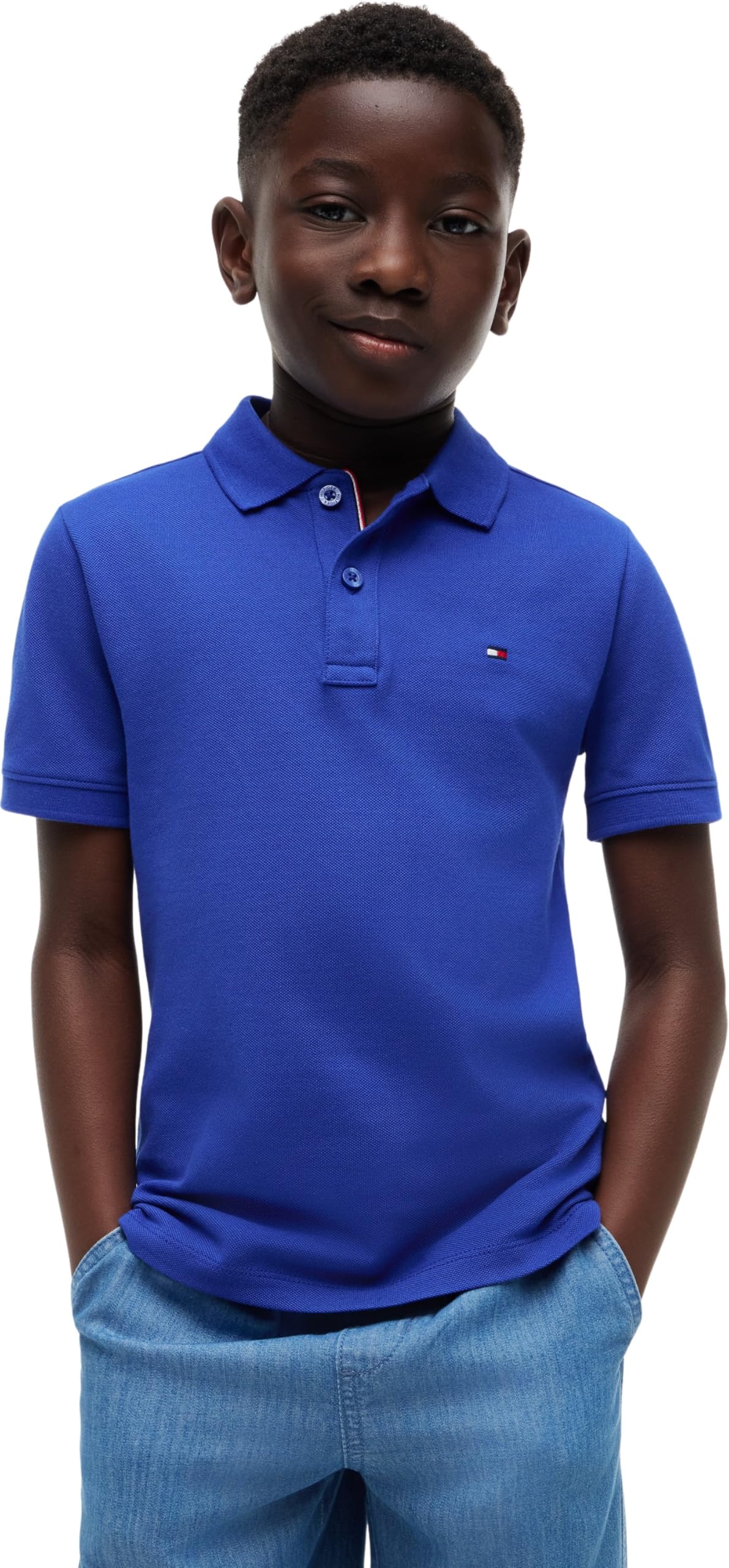 Tommy Hilfiger Bambino Maglietta Polo Maniche Corte Flag Regular Fit, Blu (Noble Blue), 74