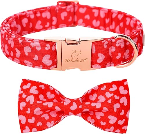 Miniatura 28 de Lindo collar de perro de fresa con corbatín – Collar ajustable de primavera y verano rosa con corbatín rosa, transpirable y cómodo, para perros