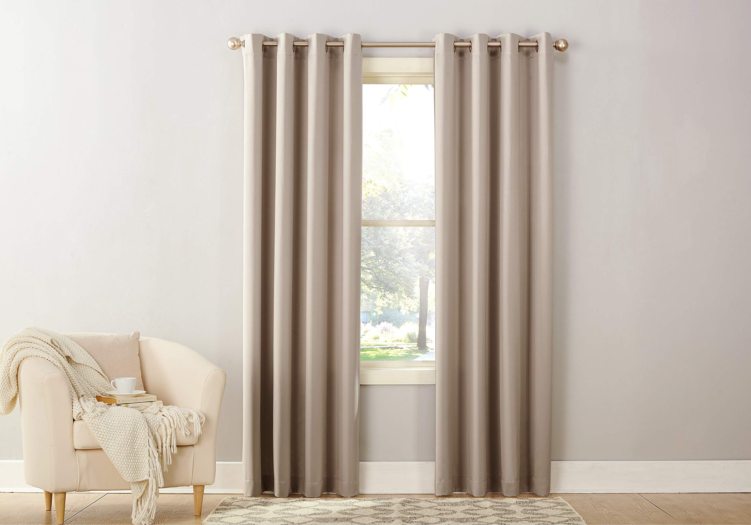 Sun Zero Becca Energy Efficient Grommet Curtain Panel, 40" x 63", Stone, W 40" x L 63" (1 Panels) - Image 4