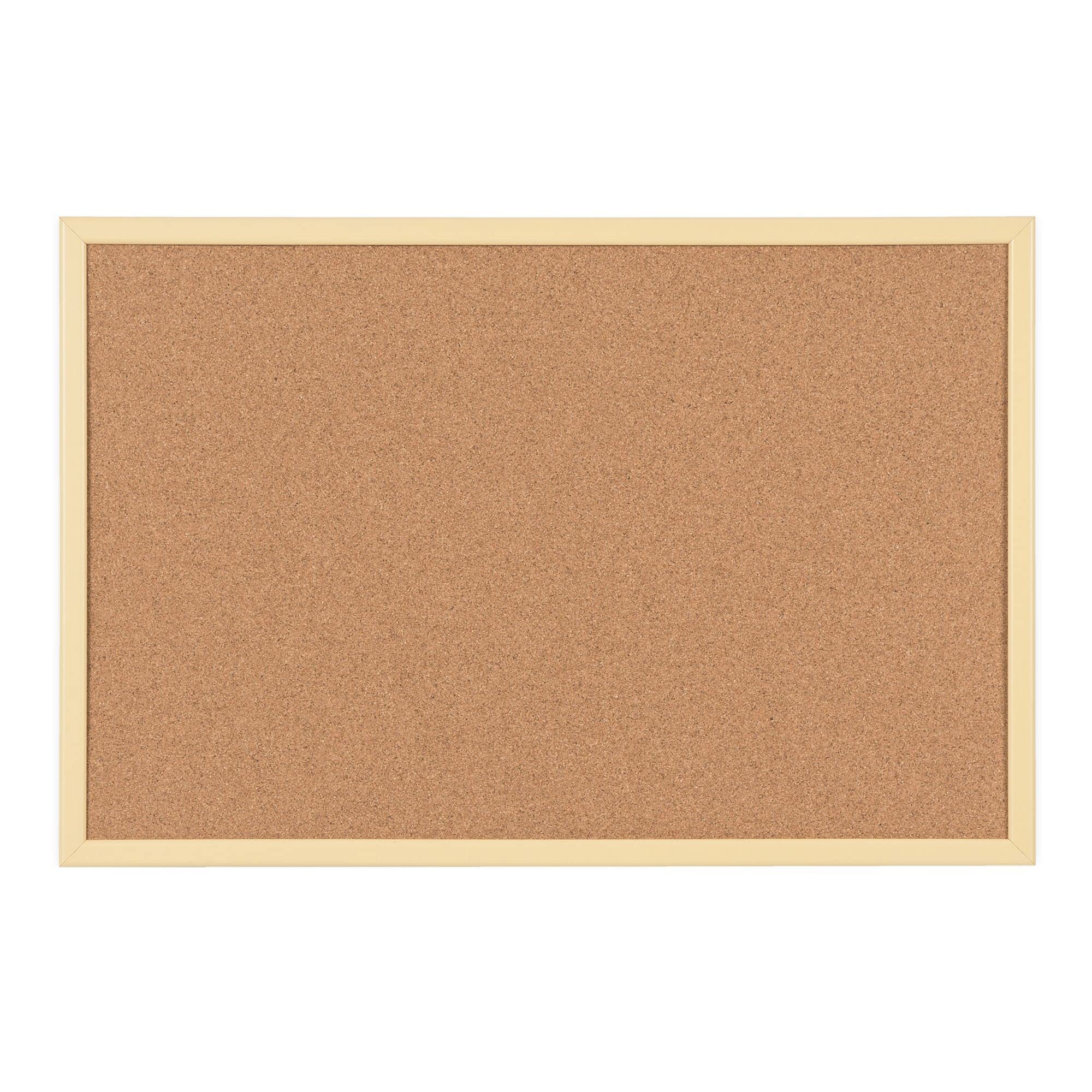 Photo 1 of MasterVision Pastel Collection Cork Bulletin Board, Yellow Colored MDF Frame, Self-Healing Cork for Push Pins, 23.62" x 17.72" 23.62" x 17.72" Yellow