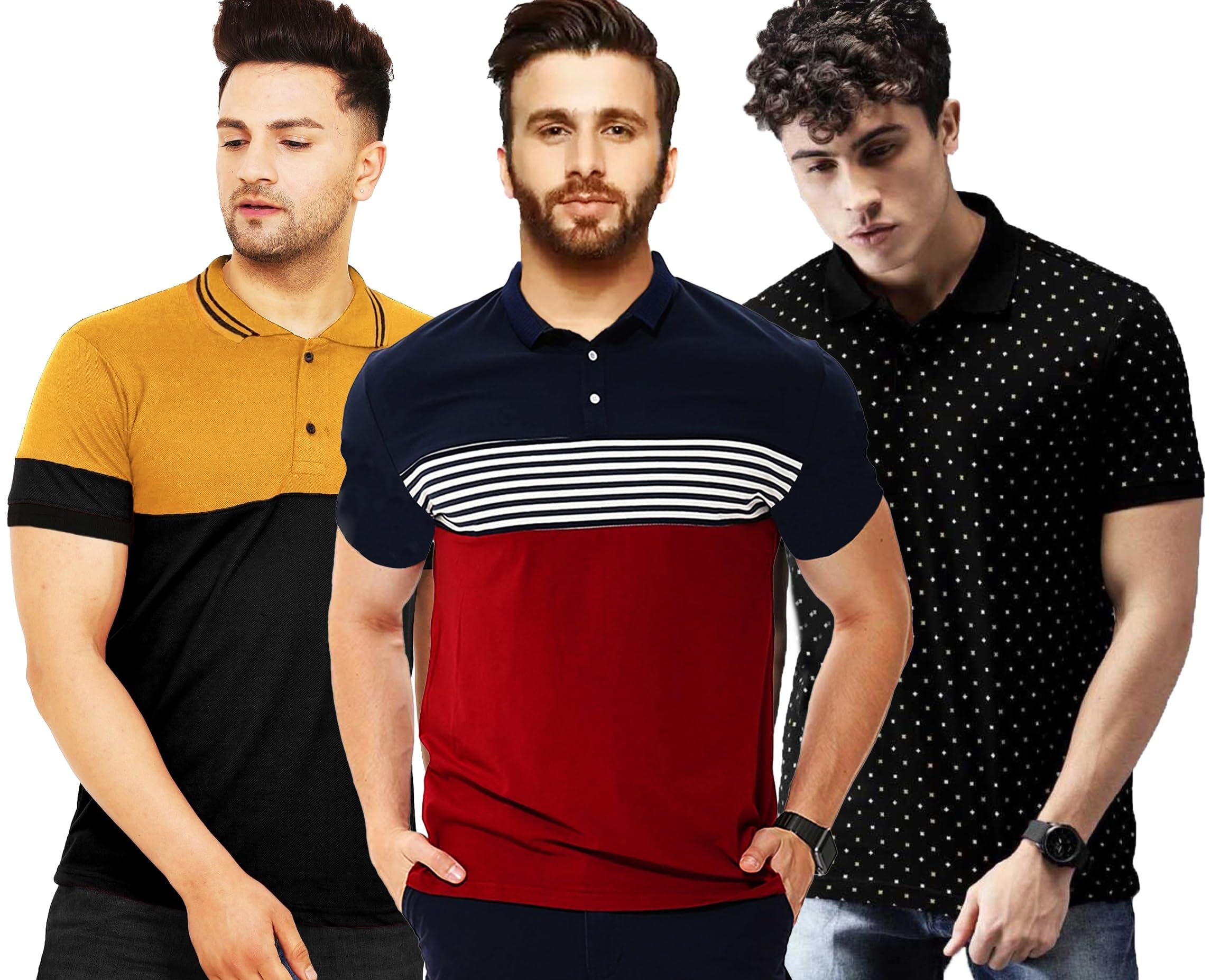 Half Regular Fit Sleeve Men's Polo T-Shirt Combo (Pack of 3)