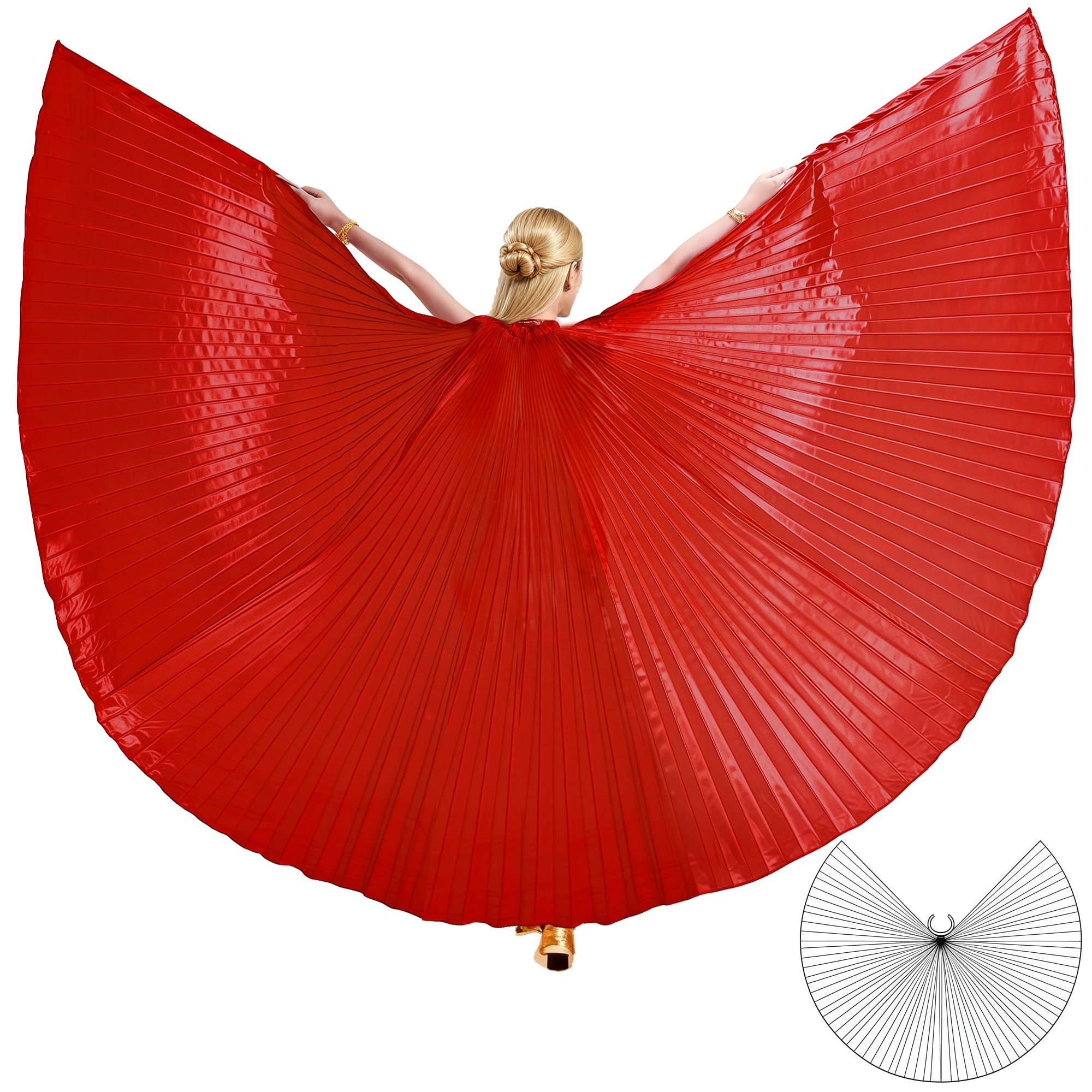 MUNAFIE Butterfly Isis Wings Belly Dance Costume Worship Angel Fairy Wings for Carnival Stage Halloween Party Celebration Performance Red