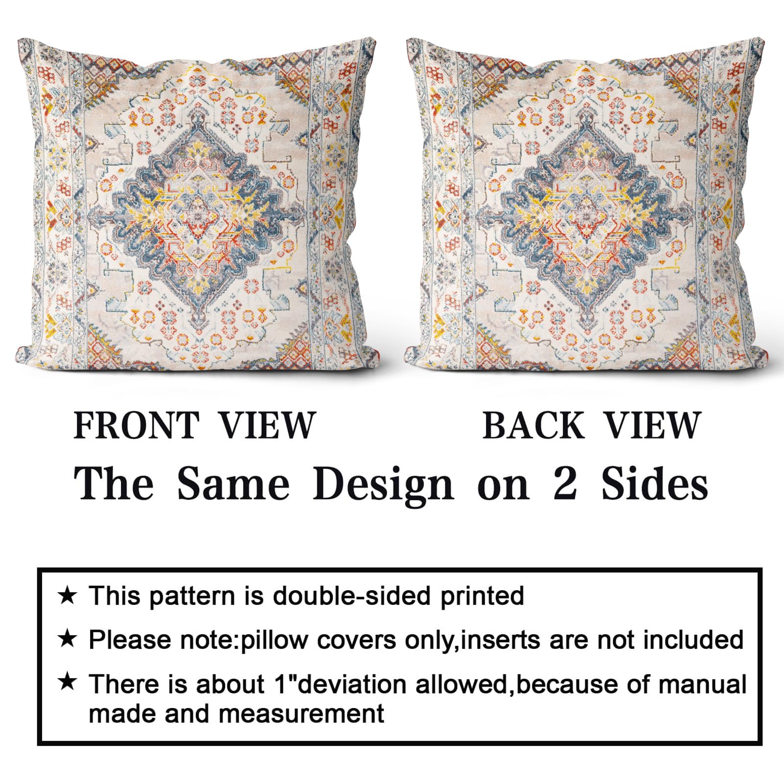 Snylcce Set of 2 Bohemian Style Cushion Covers 50x50 cm Decorative Square Throw Pillow Covers 20x20 Inch Sofa Car Pillowcase for Outdoor Home Bed Living Room Couch Decor (latte) - Image 2
