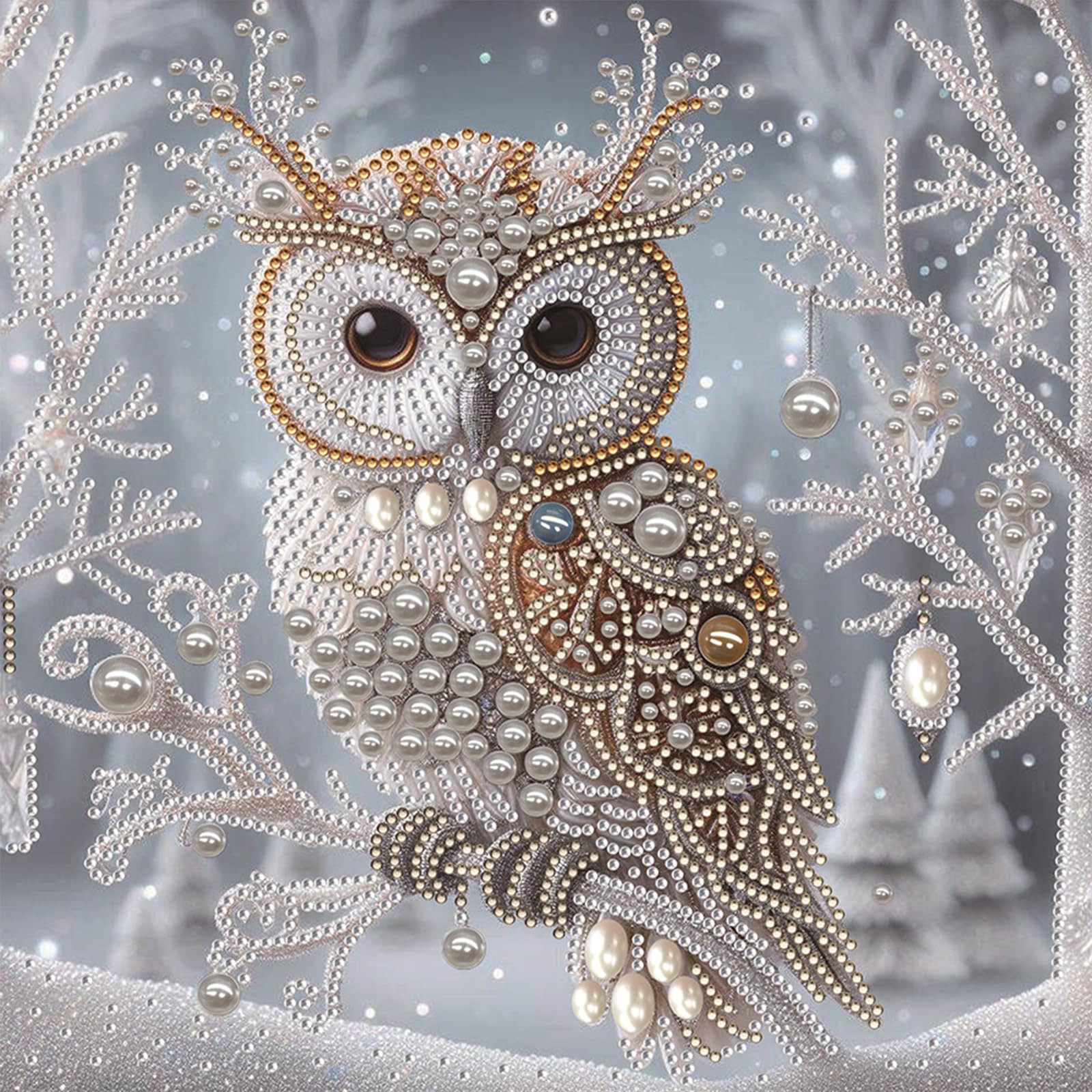 Crystal Owl Special Shaped 5D DIY Partial Drill Diamond Painting Kit Home Art 30x30cm (Owl-2)