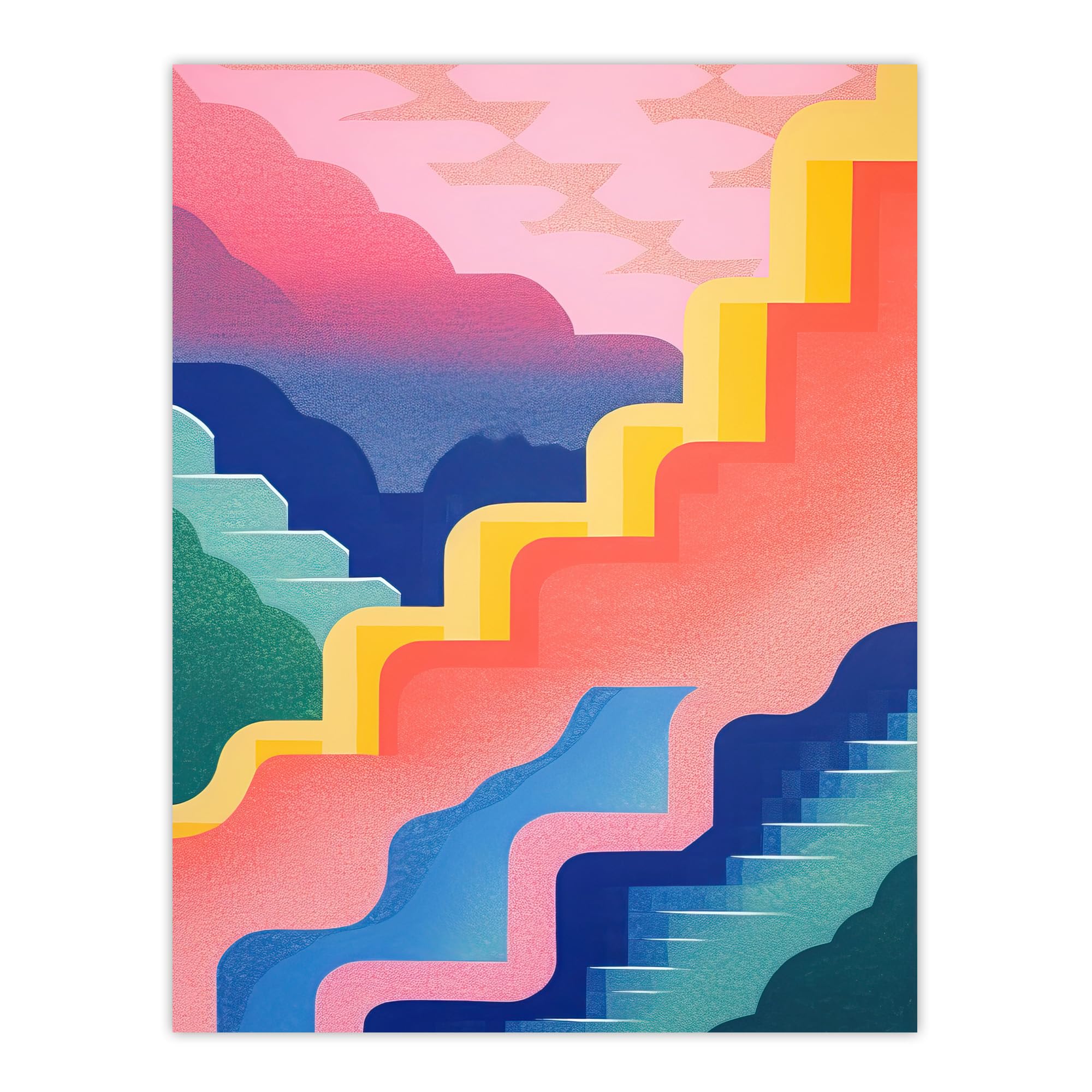 Artery8 Stairway To Heaven Abstract Risograph Poster W18" x H24"