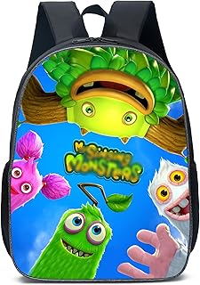 REYOK Sing Monsters Backpacks Girls Monster Backpack Children's Sing School Bag Backpack Schoolbag Girls School Bags Cartoon Book Stationery Bag Rucksack Bag Monster School Bags