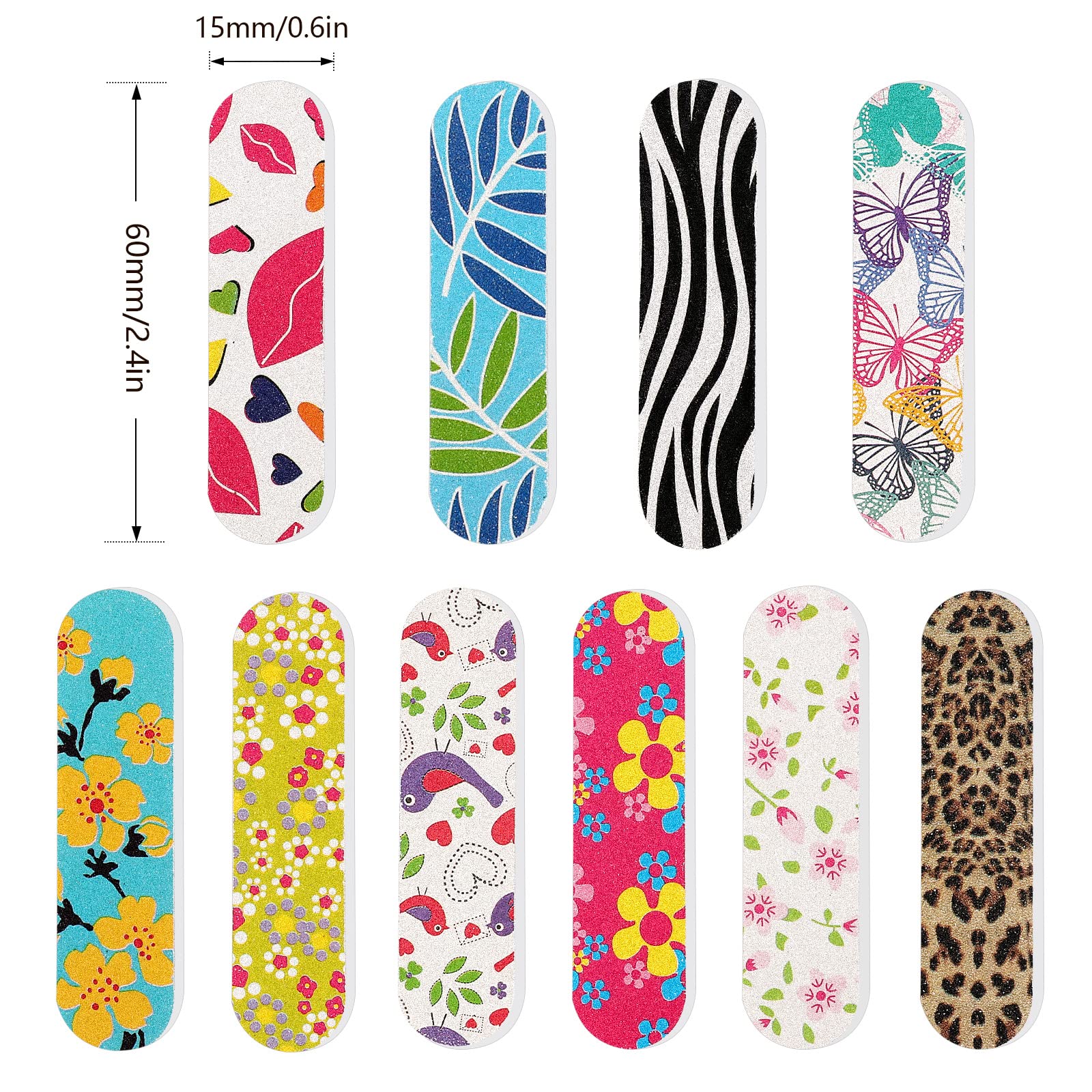 JSRQT 100 sztuk pilników do paznokci, mini zestaw do paznokci, dwustronne zestaw do manicure, pilniki do paznokci żelowych do domu i salonu, jednorazowe