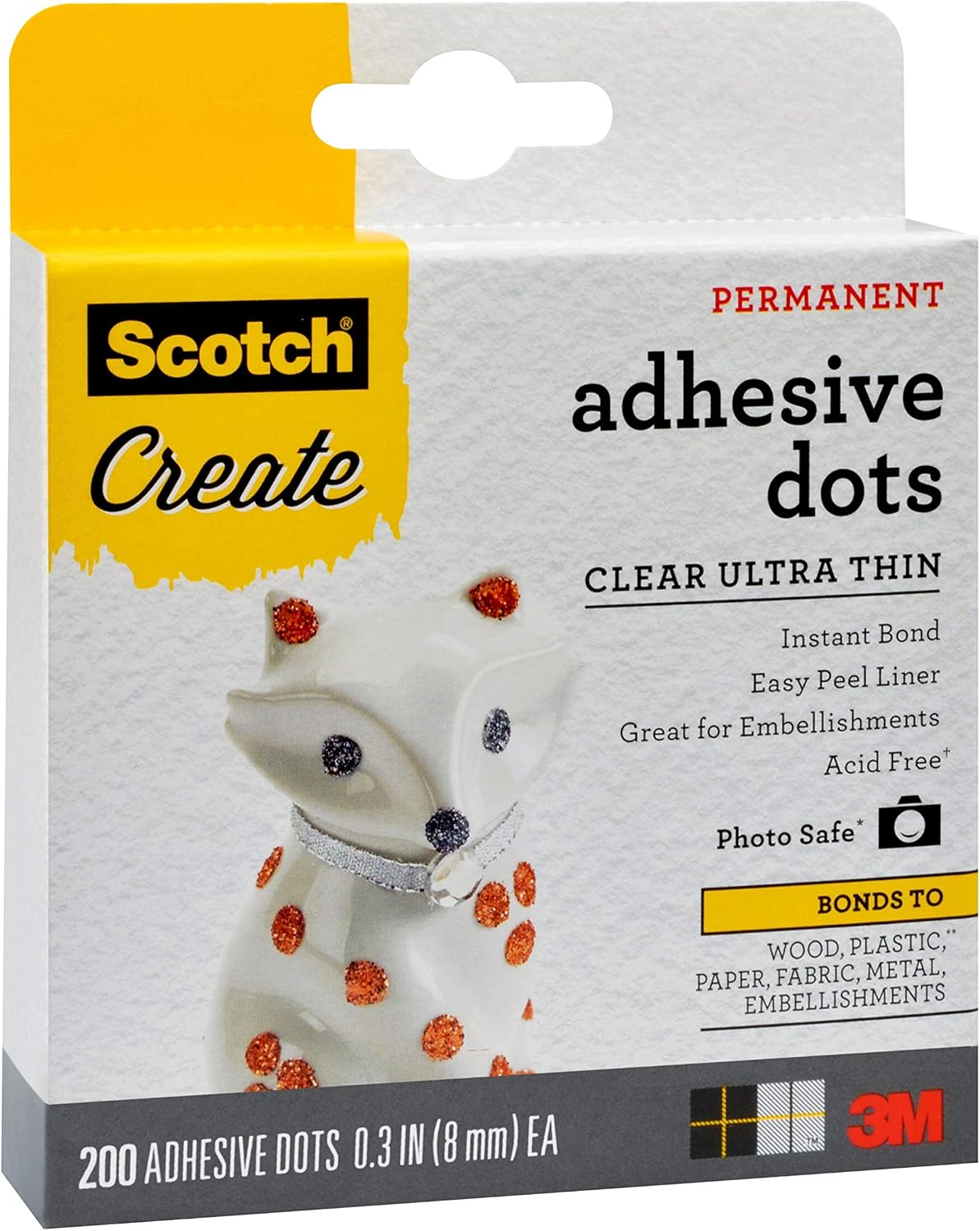 Scotch Adhesive Ultra Thin Dots, Clear, 200 Count, Great for Card Making and Scrapbooking (010-200UT-CFT)