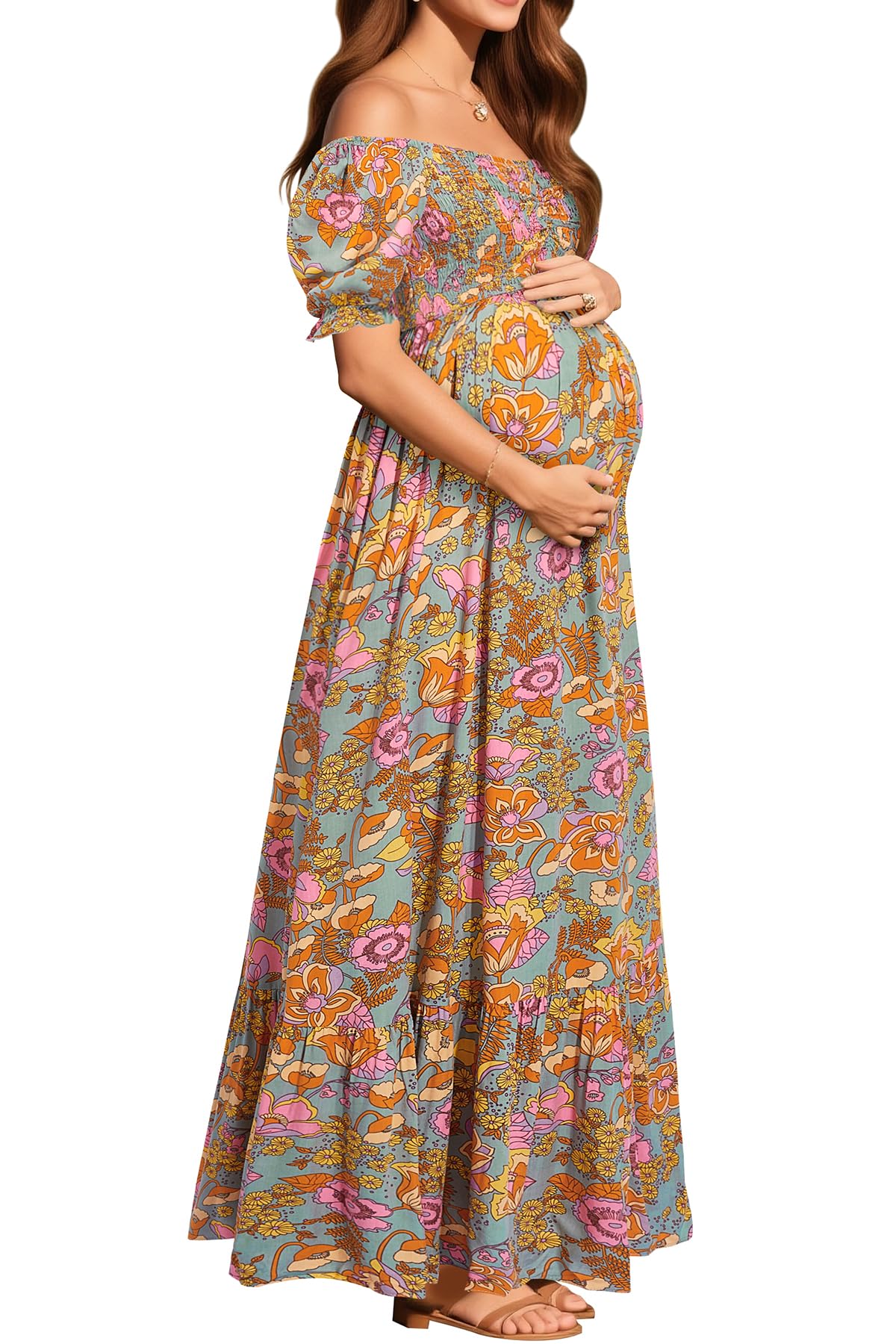 Maternity Baby Shower Floral Maxi Dress