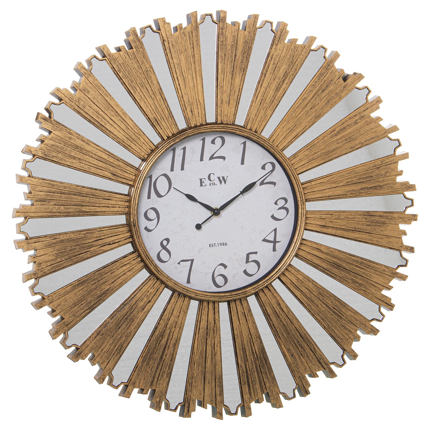 Horloge murale dorée design miroir 58 cm grande pendule salon