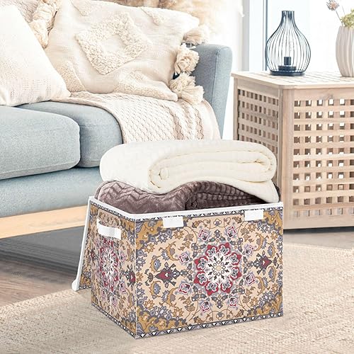 Miniatura 5 de Contenedores de almacenamiento plegables con tapas, cubos de almacenamiento de tela decorativos, organizadores de armario y cestas de