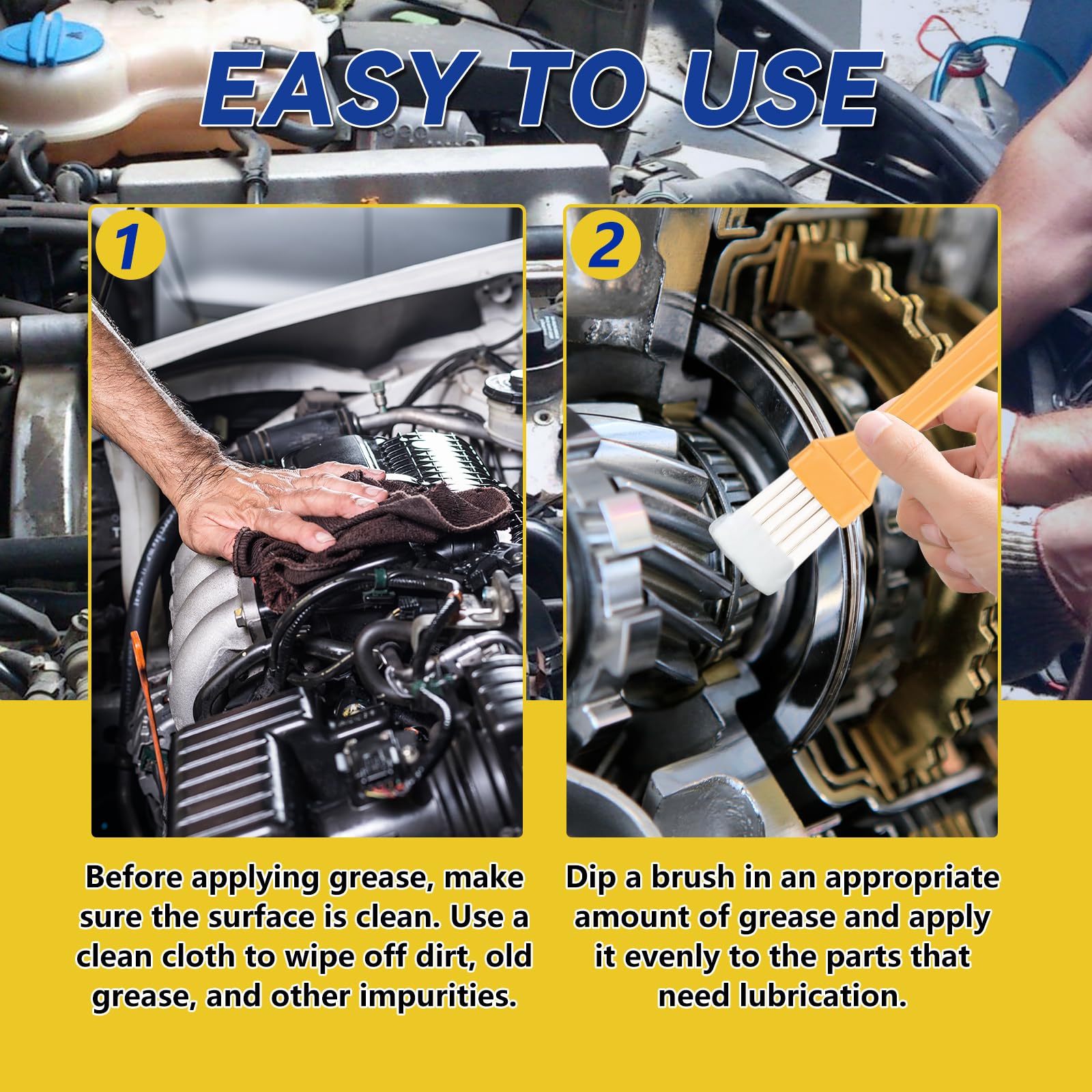 White Lithium Grease Multi-Purpose Lubricant Lithium Grease Tube with Brush Garage Door Lubricant for Hinges Bearings Gears Track — view 6