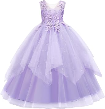 LOLANTA Flower Girl Dress for Wedding Kids Tulle Princess Long Dresses Father Daughter Dance Girls Vestidos Lace Embroidery