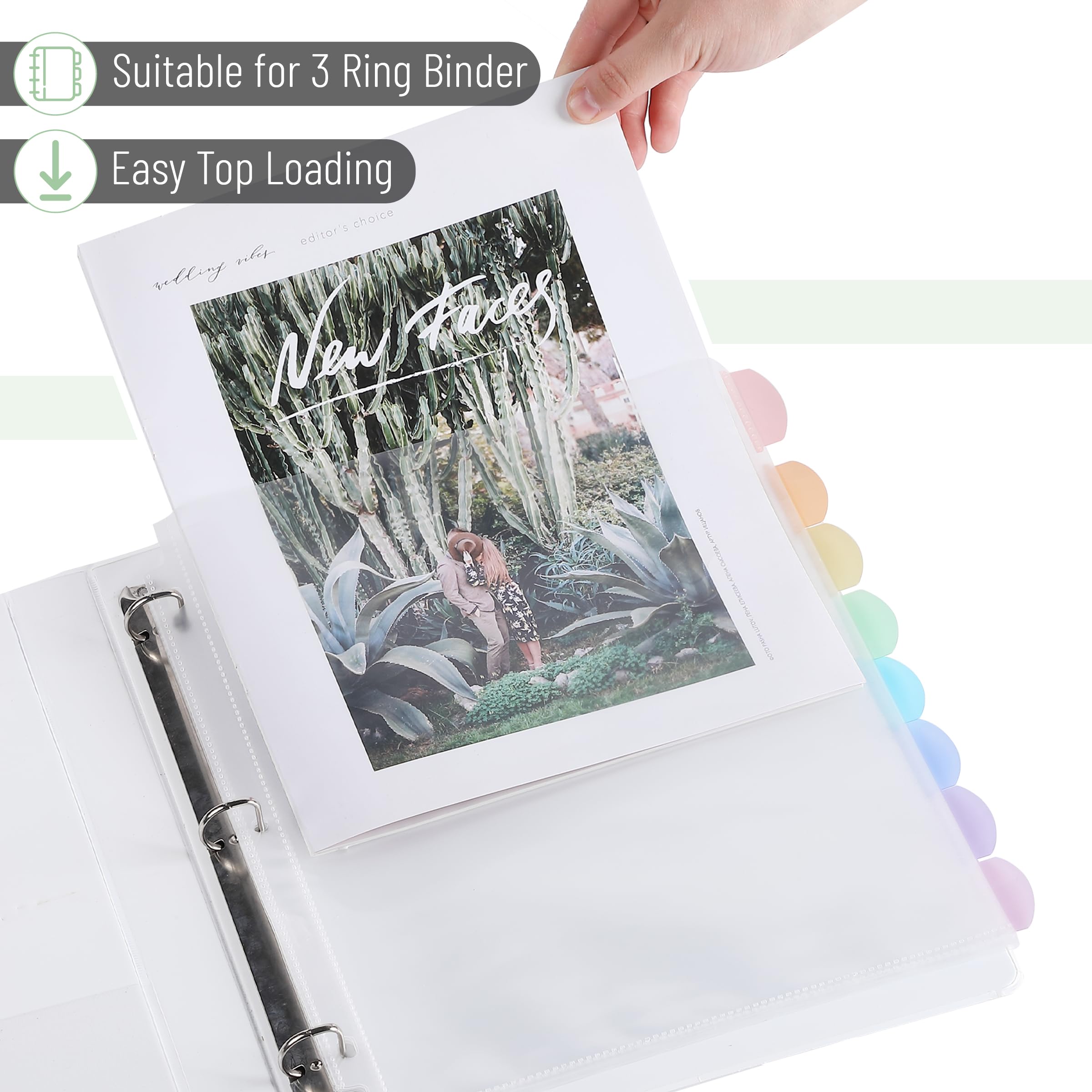 ReliThick Clear Binder Sheet Protectors With Tabs – 128 Pack, 8 Tabs Each – For 3-Ring Binders, Organize Documents - View #12