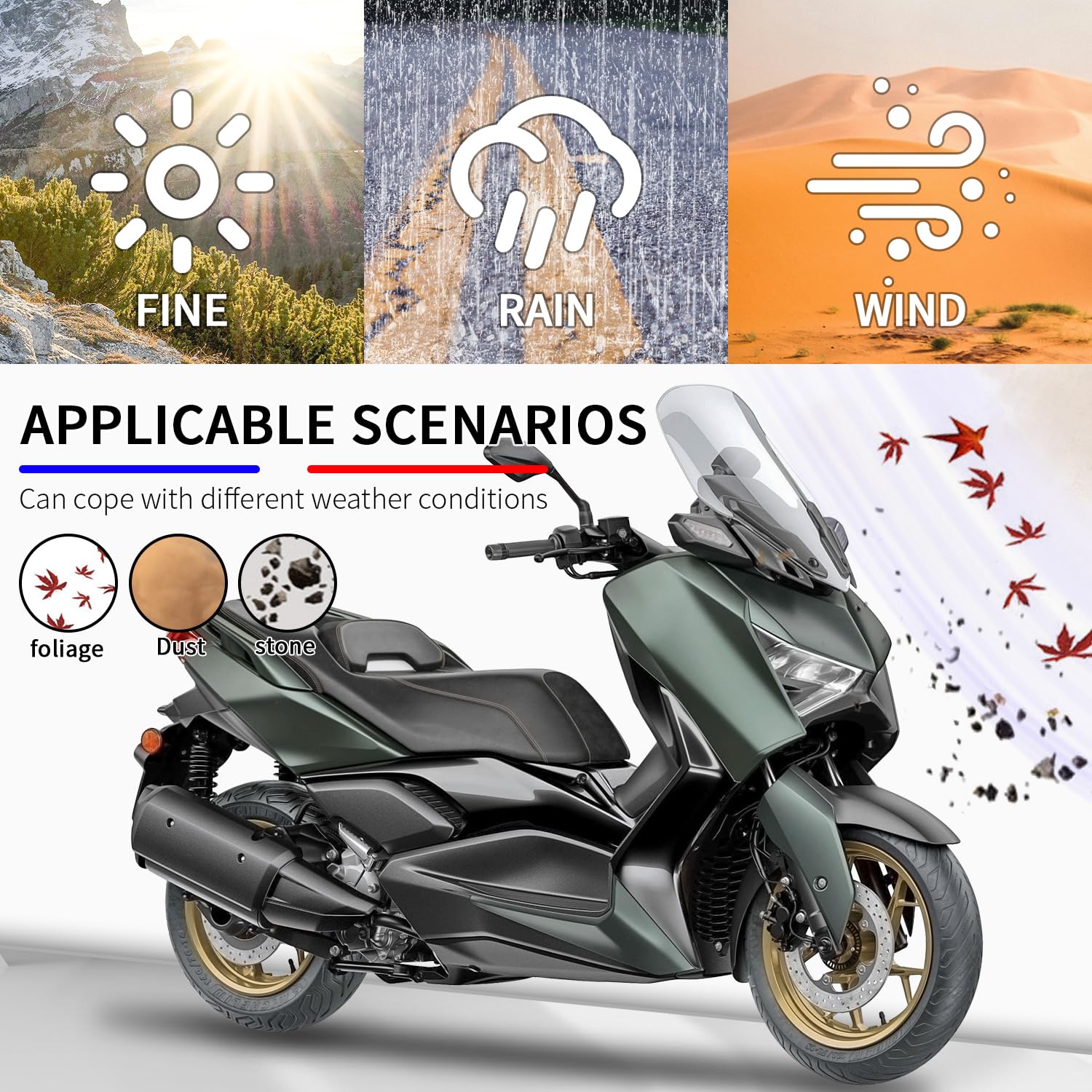 Doppelte Blase Windschutz Für X-MAX 300 2023/2024 – Aus Polycarbonat, Schlagfest, Einfach Montiert, Besserer Windschutz