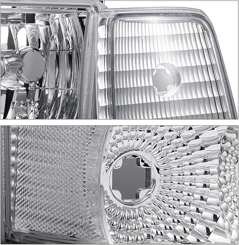 Miniatura 5 de M-AUTO Conjunto de faros delanteros con 2 bombillas LED premontadas de 6000 K compatibles con Ford F150/250/350 Bronco 92-96, luces cromadas