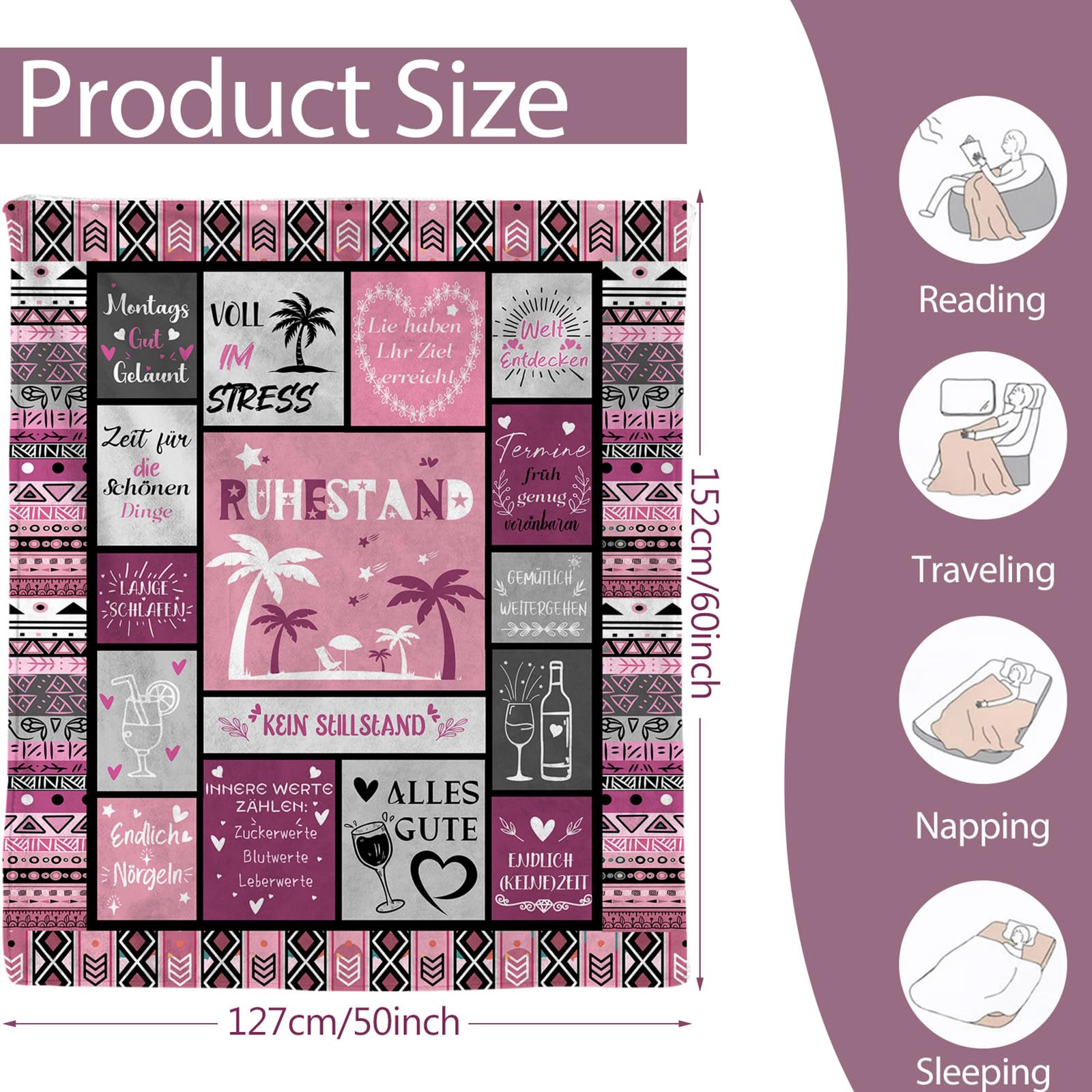 Coperta In Flanella Per Regalo Di Pensionamento, Morbida E Calda, Con Frase Augurale, Per Donna, Amica, Collega, Nonna (130x150 Cm)