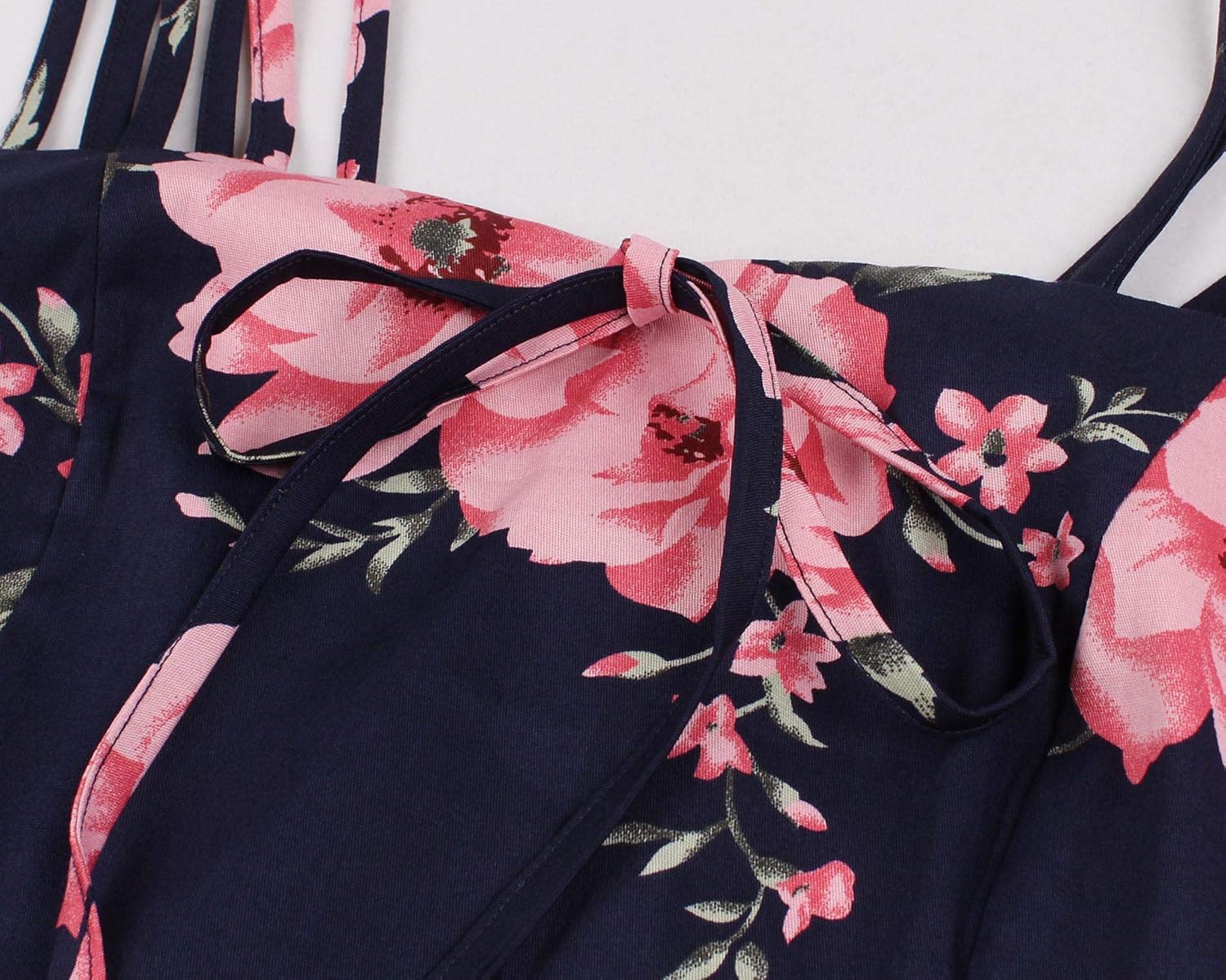 Wellwits Women's Strap Sundress 1950s Vintage Summer Floral Dress