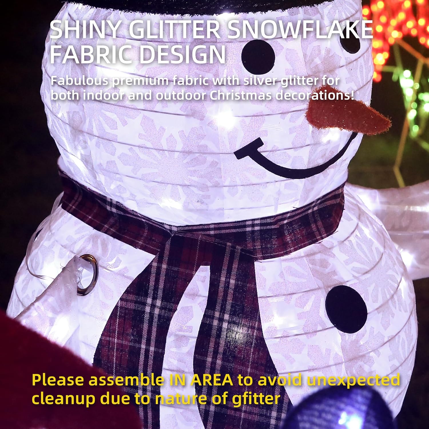 4-Piece 3D Lighted Snowman Family Set Outdoor Christmas Decorations Outdoor Snowman Decorations Collapsible Snowmen Yard Decor for Yard Patio with Weather-Resistant