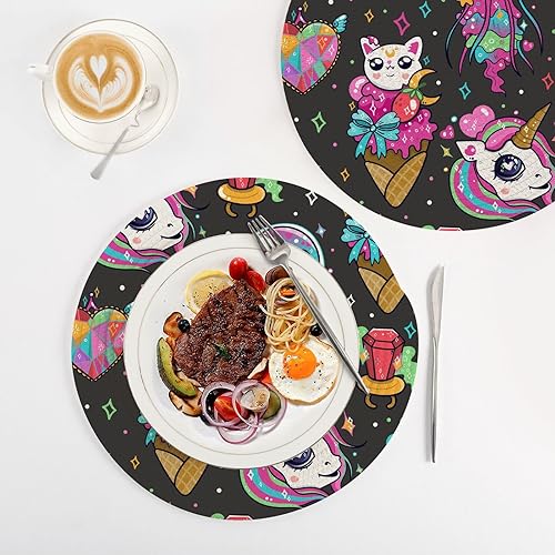 Miniatura 4 de Salvamanteles antideslizantes con diseño de unicornios arcoíris y gato para platos calientes, tejido de hilo de algodón de 15 pulgadas, absorbe el