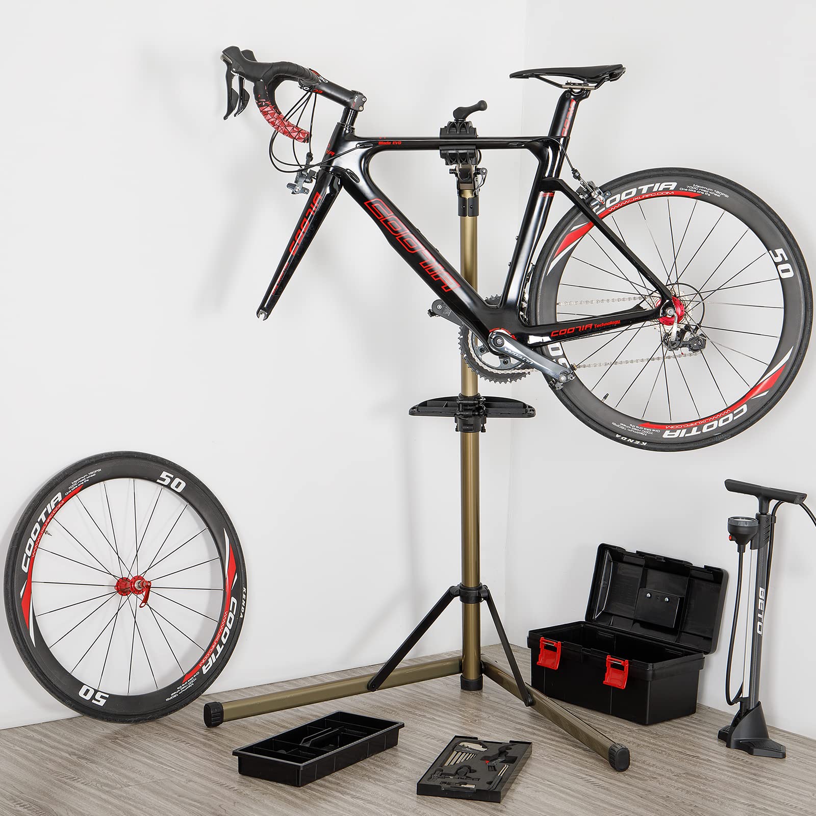 BIKE HAND Stojak montażowy do naprawy i konserwacji, przenośny stojak do naprawy roweru z aluminium (nośność: 30 kg)