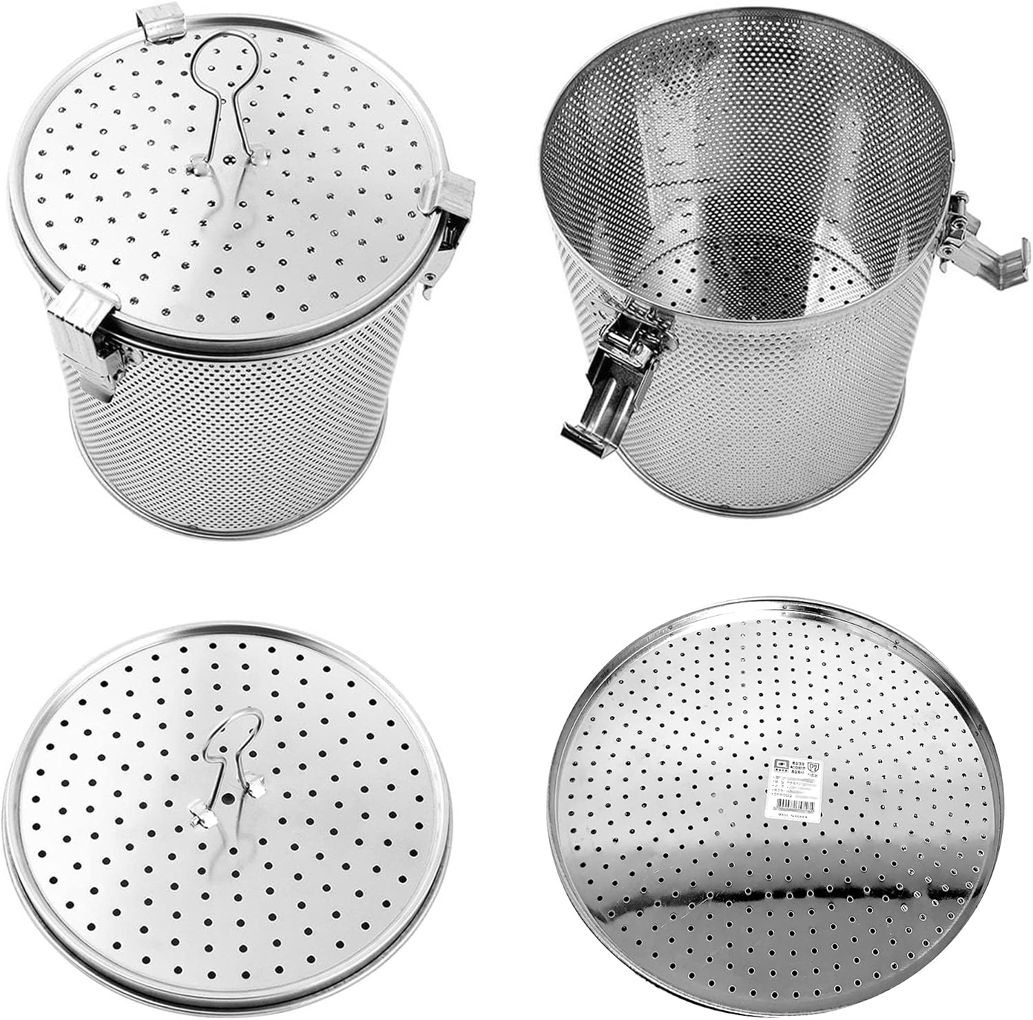 Commercial Grade D 3.9" X H 5.3" Genuine Stainless Steel 18/8 Perforated Strainer - One Touch Lock System - Restaurant & Home Use