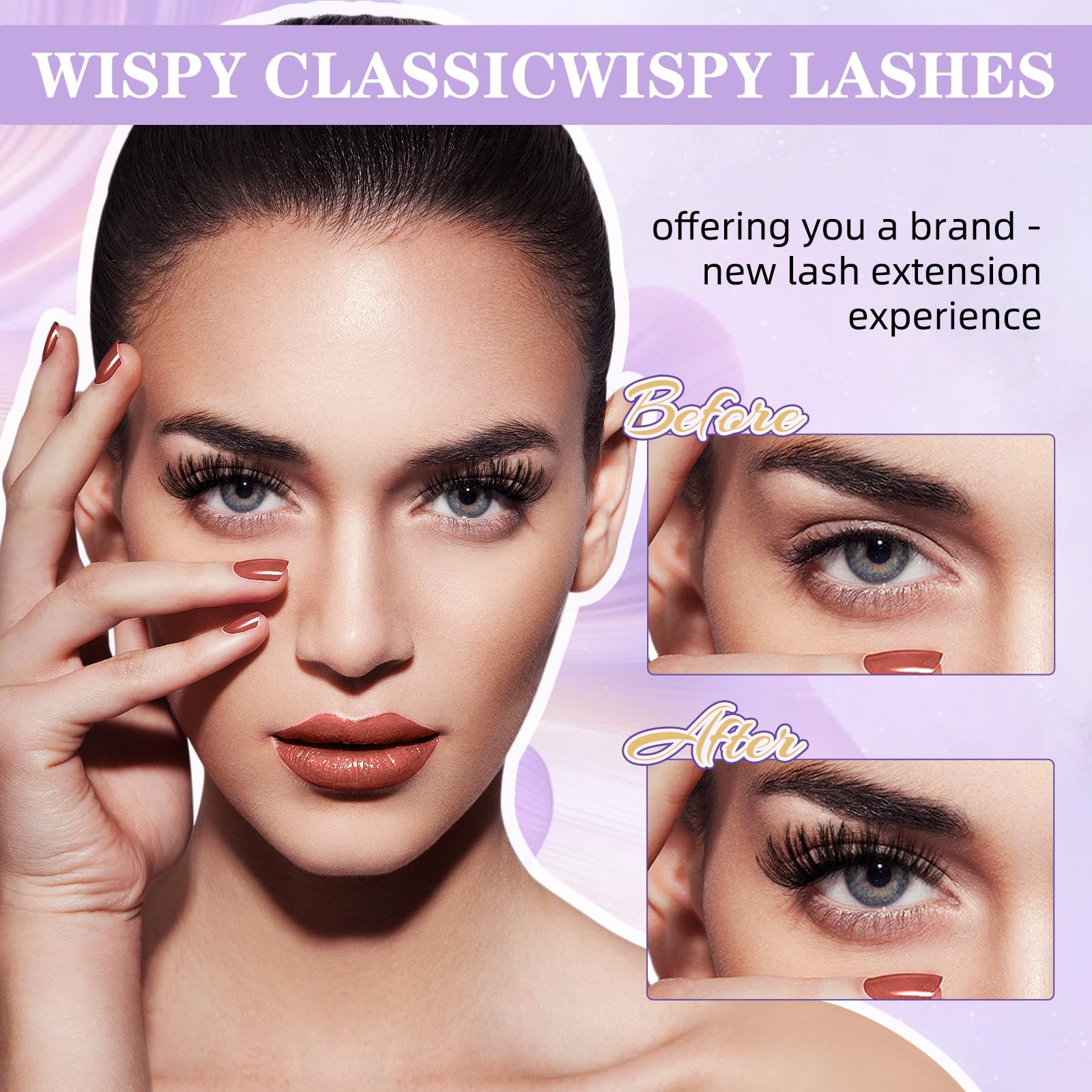 B&Q 280 Pieces Individual Eyelashes 60-80-100D Cluster Lashes DIY Eye Lashes Fluffy Russian Eyelashes Extensions Curly Durable Eyelash Clusters for Girls and Women (10-15mm Mix) - Image 4