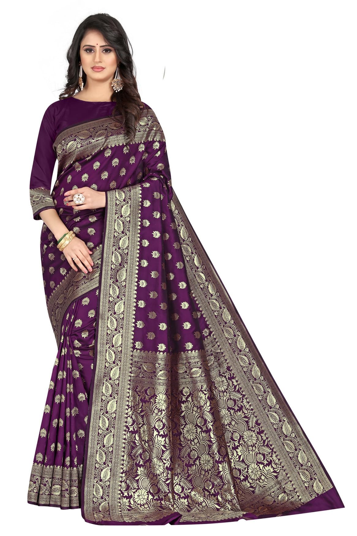 shasmi Women's Banarasi Saree Pure Kanjivaram Silk Saree Soft new ladies 2026 Design Wear Pattu Sarees Latest Cotton Party Sari collections With Blouse Piece for Wedding sadi (PARI S-1)-picture-1
