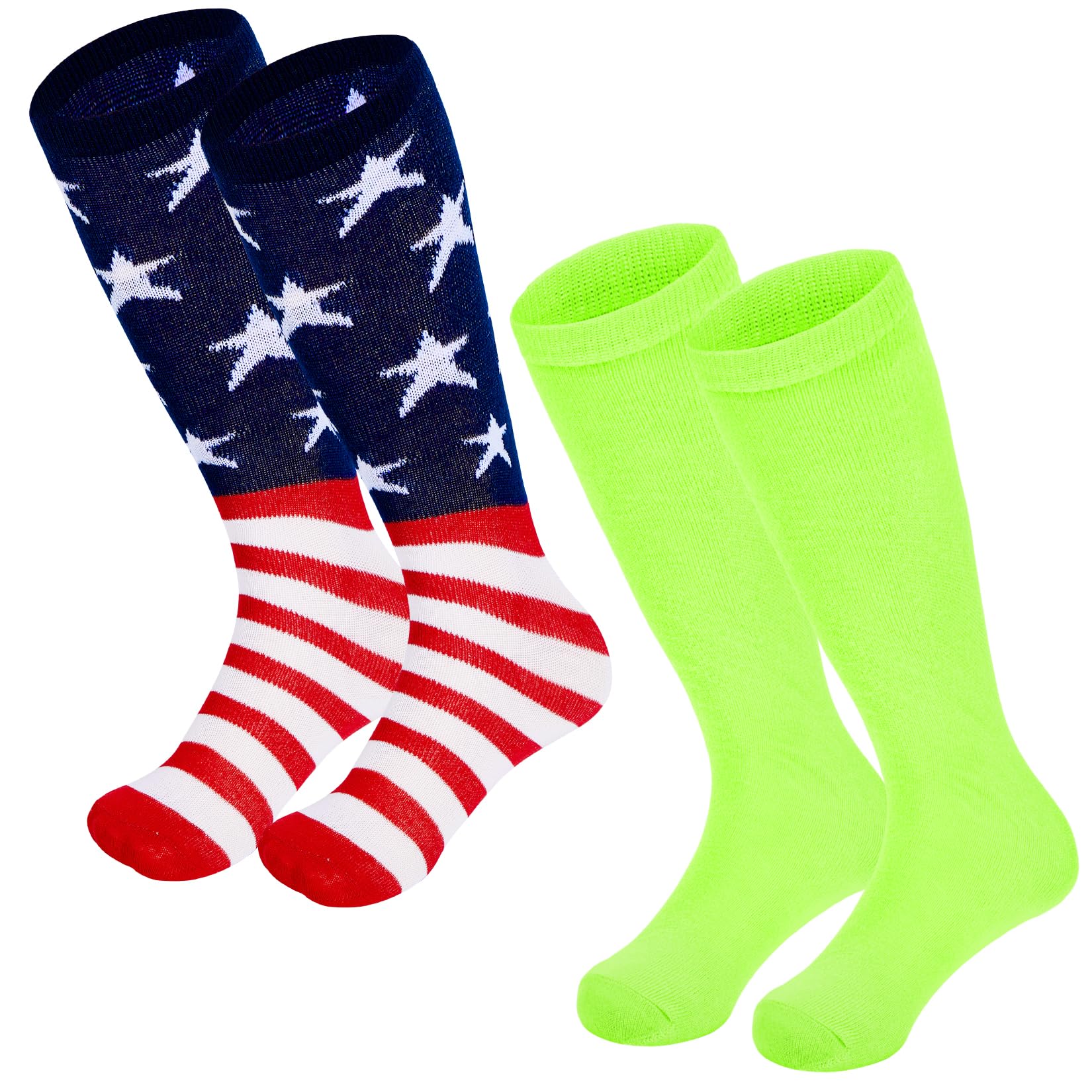 Century Star Kids Soccer Socks Striped Cotton Atheletic Softball Baseball Socks Toddler Youth Knee High Socks for Boys Girls