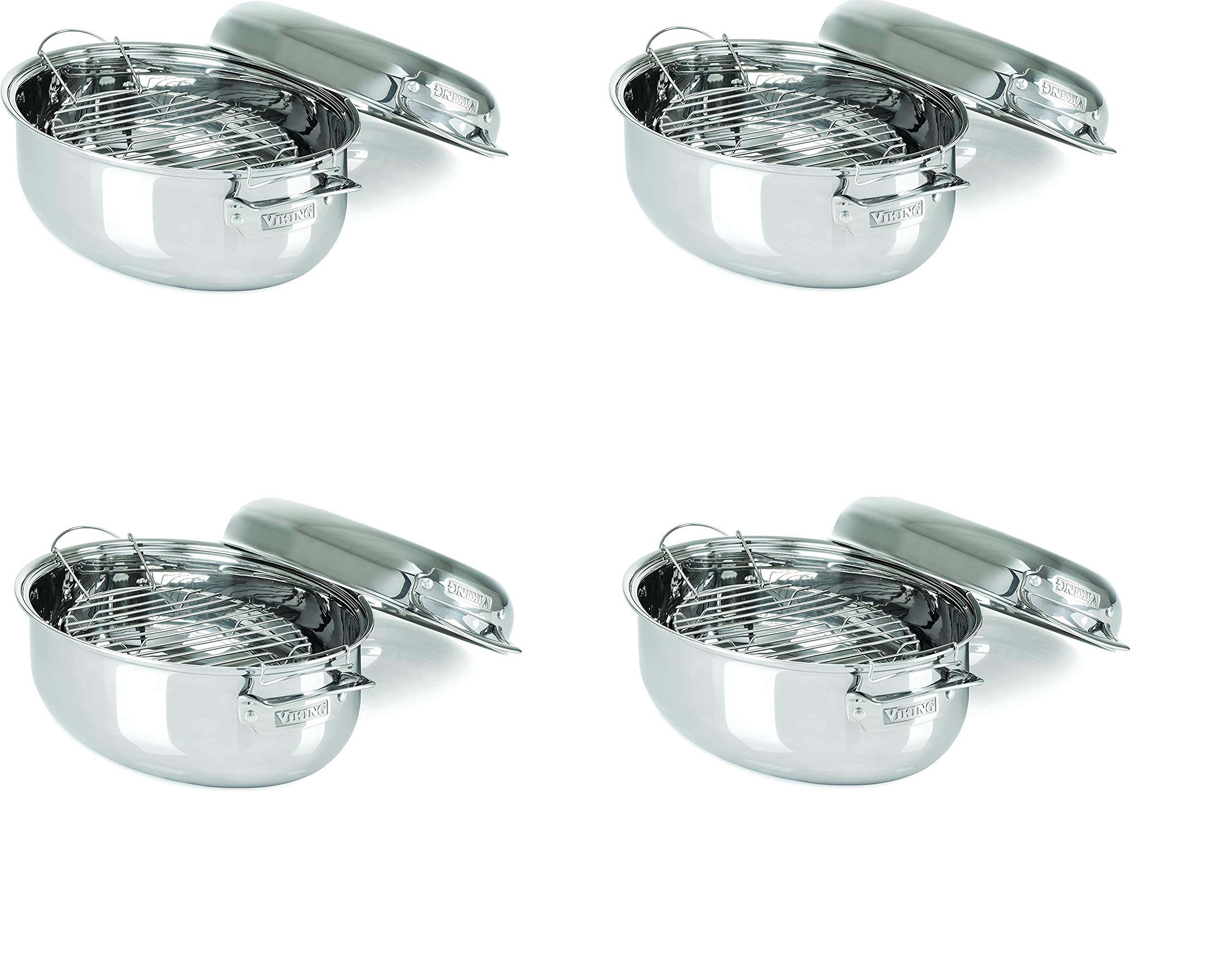 Viking 3-Ply Stainless Steel Oval Roaster with Metal Induction Lid and  Rack, Quart (Fоur Расk)